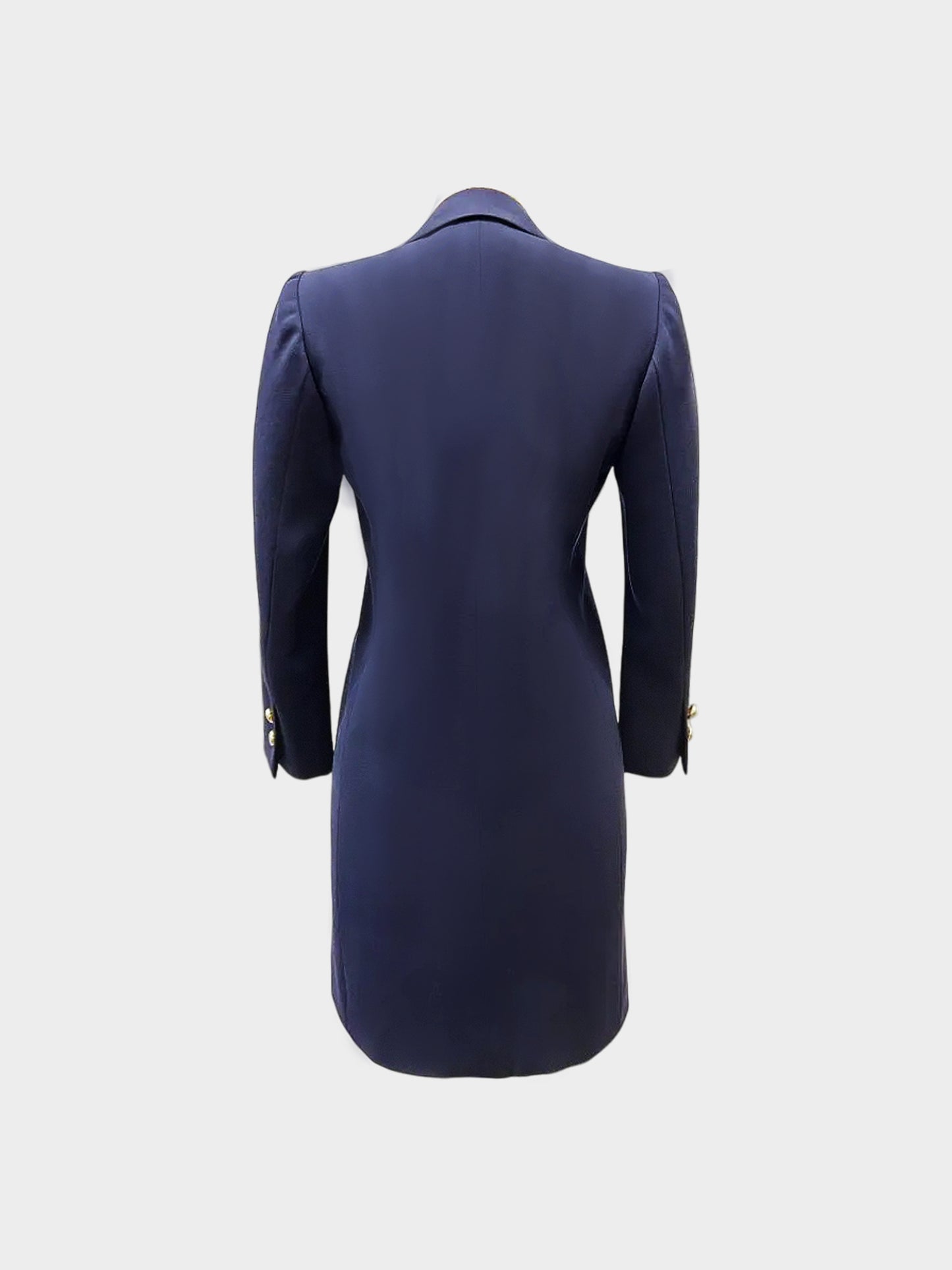 Saint Laurent 2000s Navy Rive Gauche Double Breasted Wool Coat