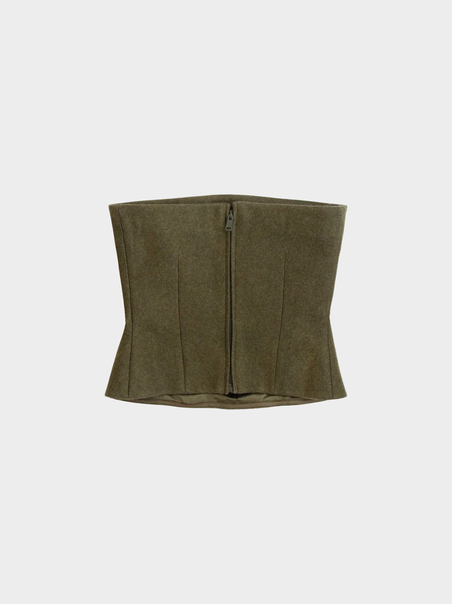 Prada FW 2019 Green Felt Military Bustier Top