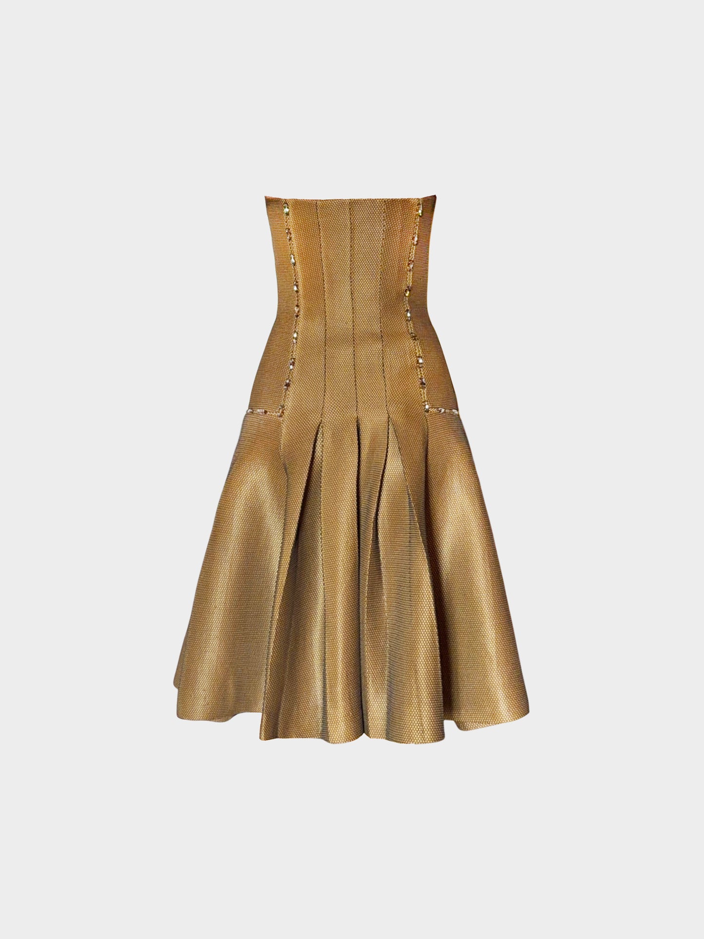 John Galliano 2010 Brown Neoprene Mesh Dress with Rhinestones