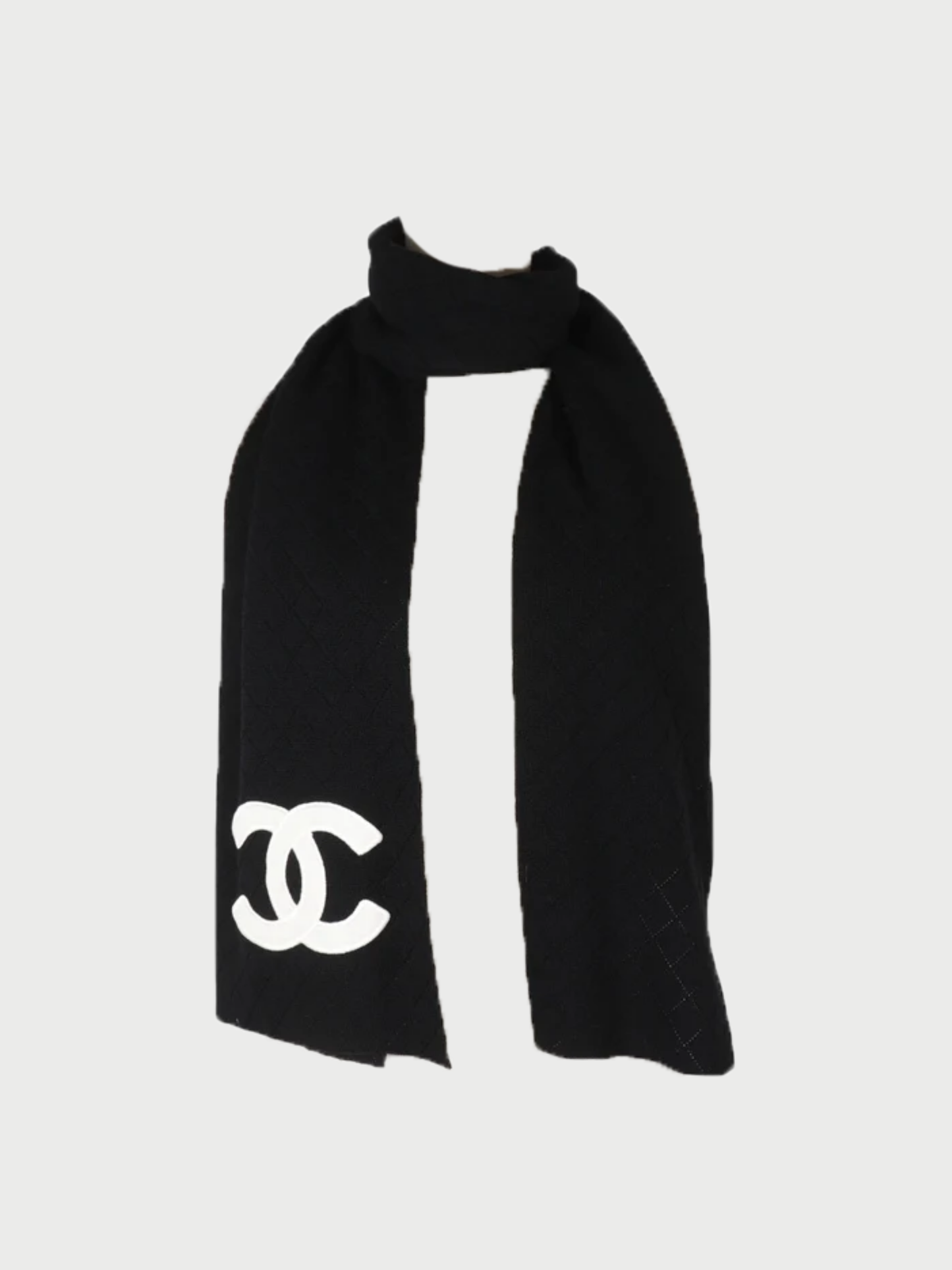 Chanel 2005 Black Wool Cambon Line Scarf