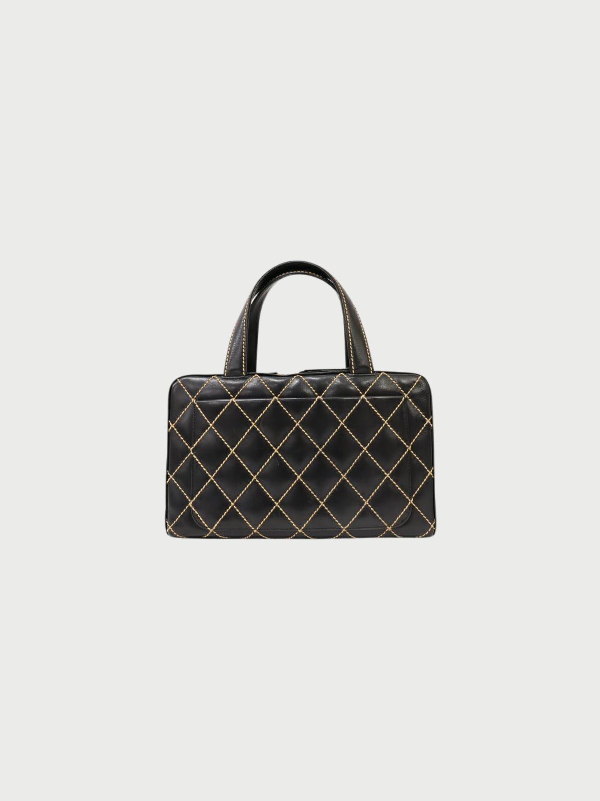 Chanel 2000s Black Leather Wild Stitch Tote Bag