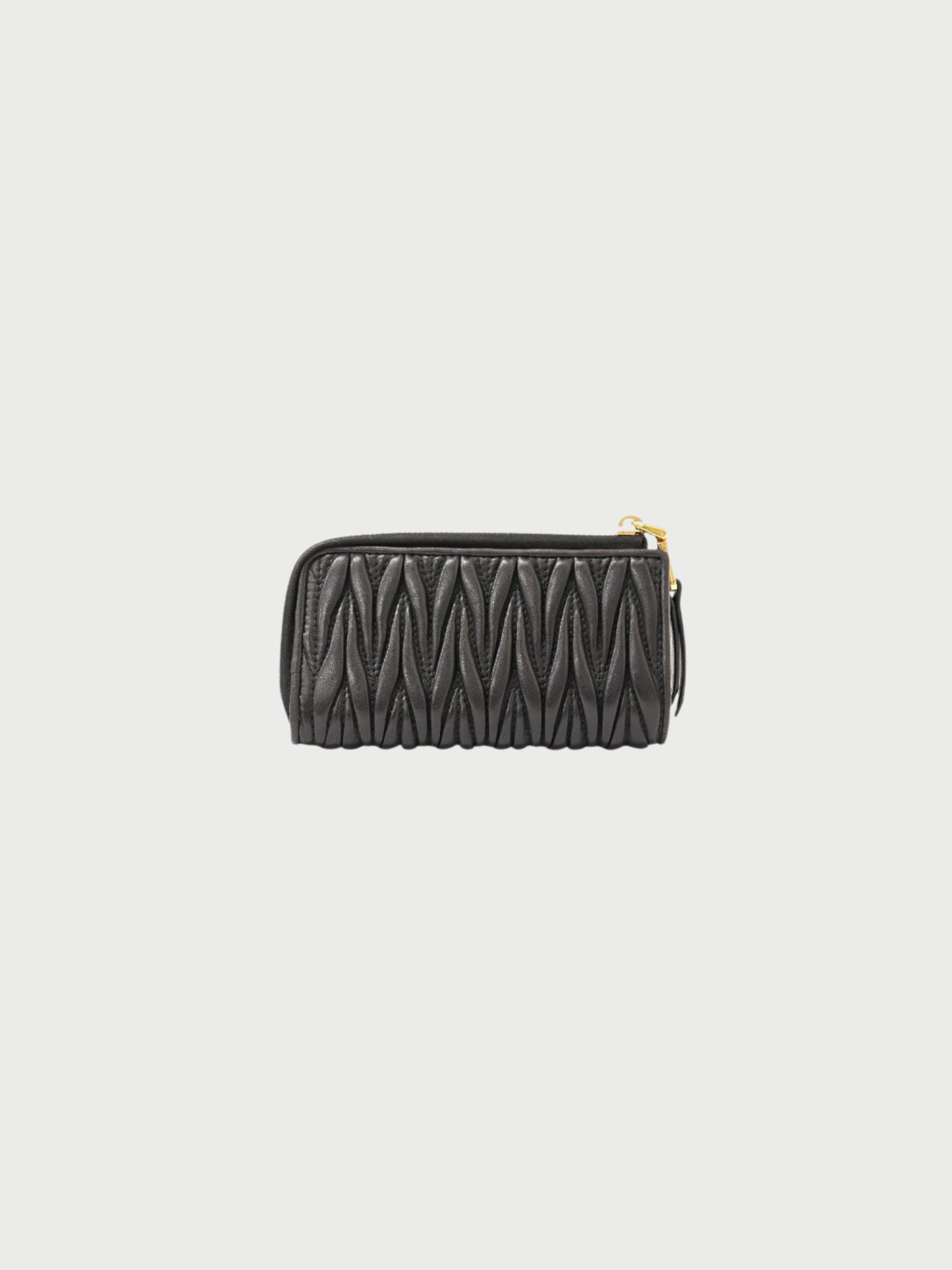Miu Miu 2000s Black Matelassé Leather Coin Case
