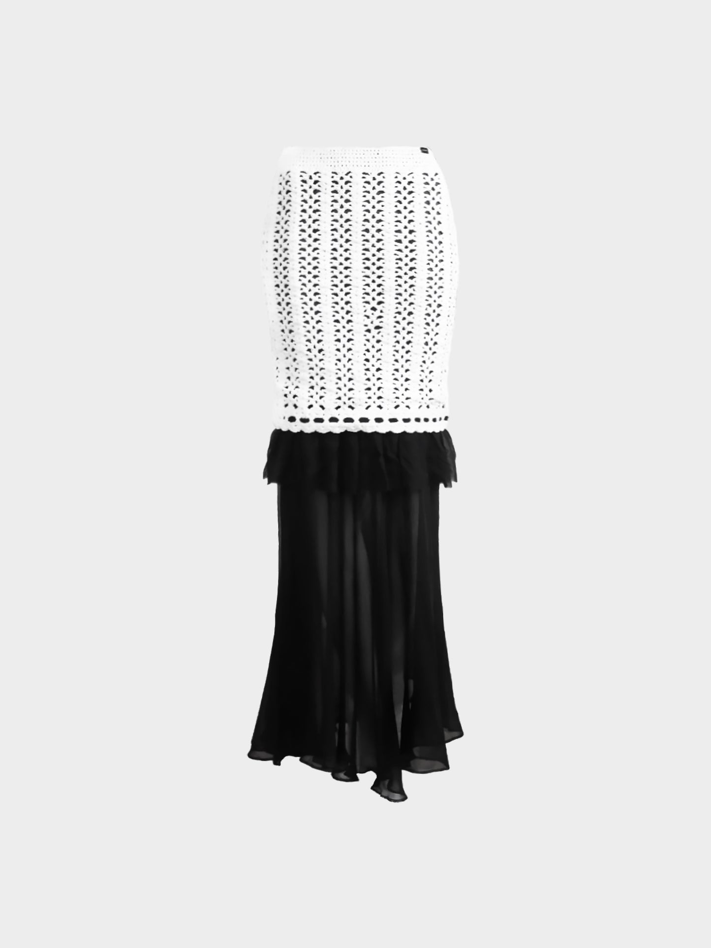 Chanel SS 2005 Black and White Sheer Silk and Knitted Set