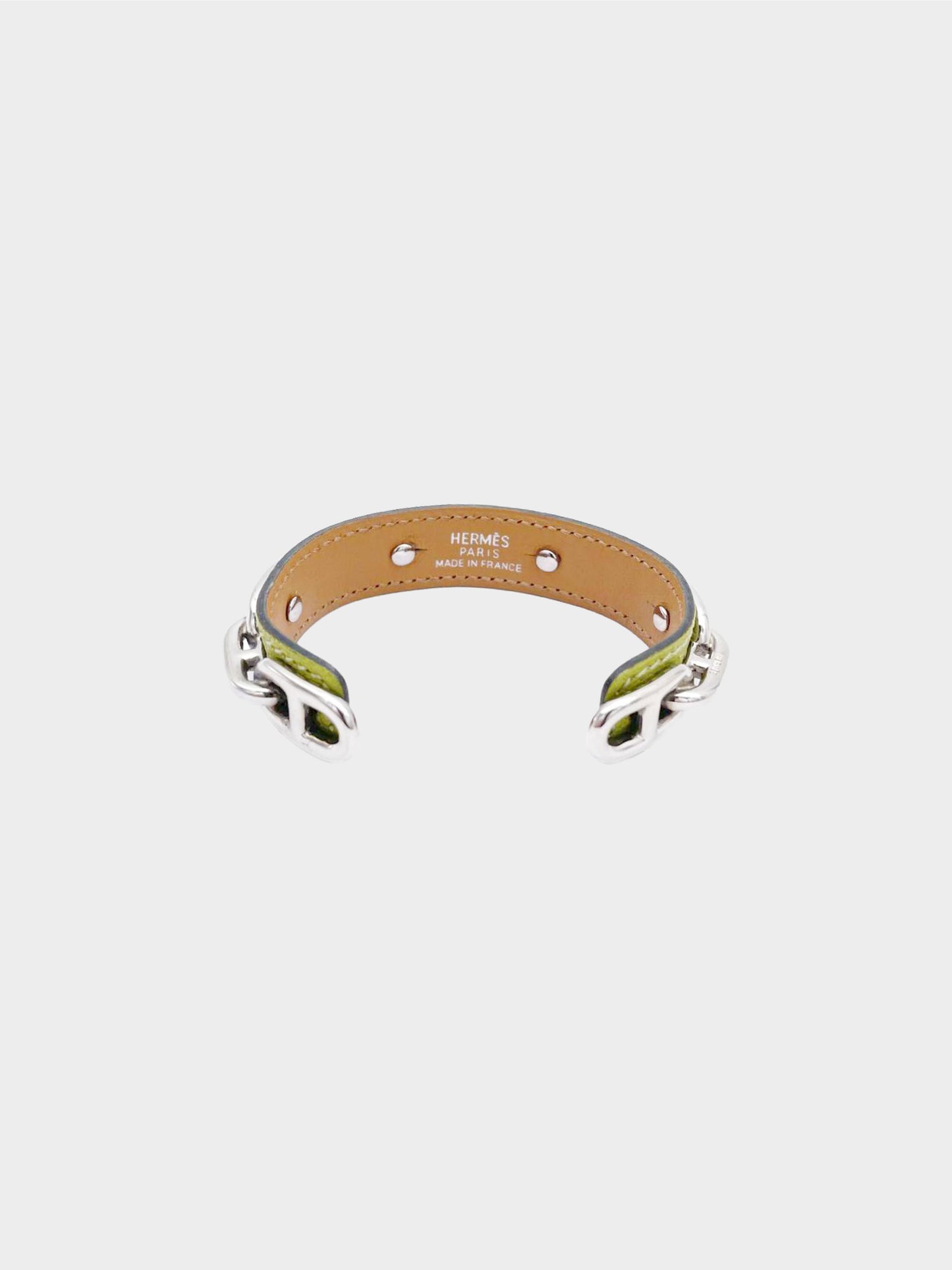 Hermès 2002 Light Green Shane D'ancle Leather Bangle Bracelet