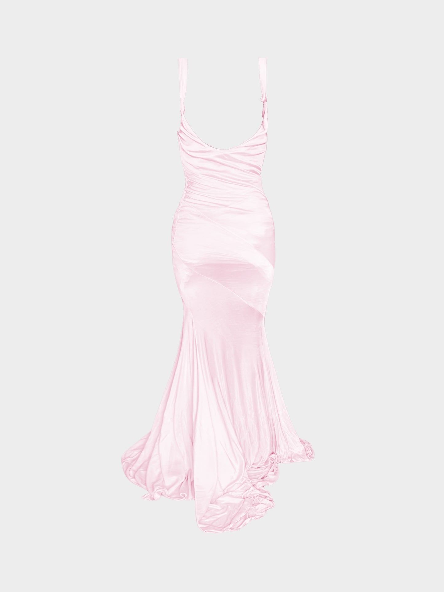 Blumarine 2000s Pink Viscose Satin Mermaid Long Dress