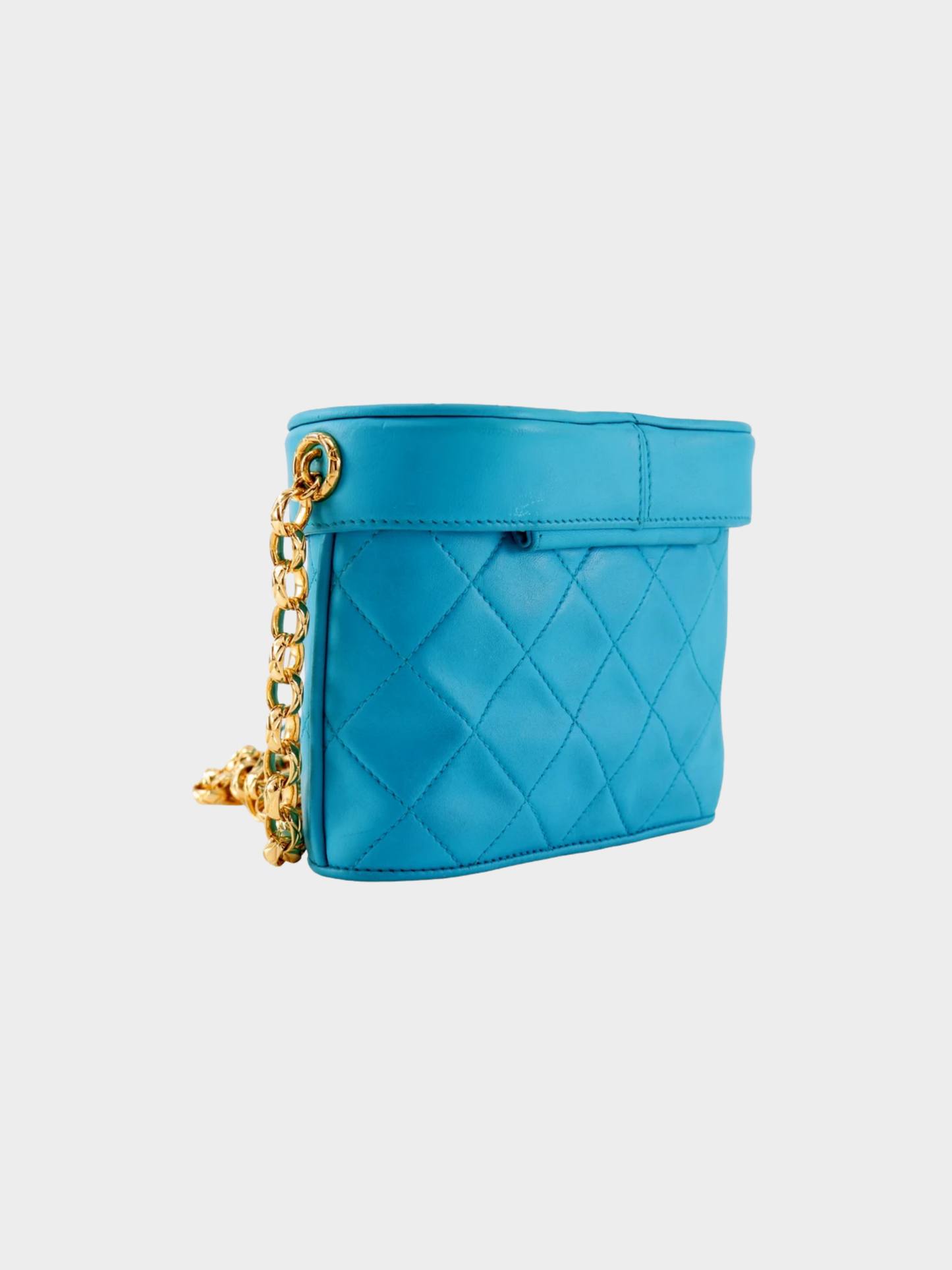 Chanel 1990s Turquoise Lambskin Matelassé Mini Chain Shoulder Bag