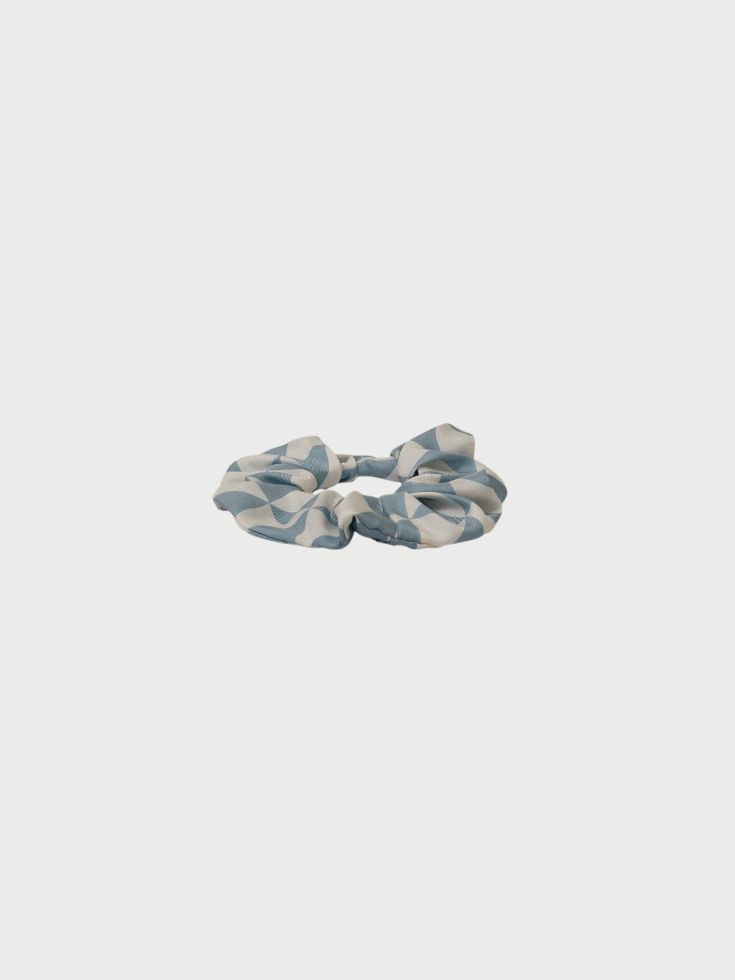 Prada 2020s Light Blue White Silk Triangle Logo Scrunchie