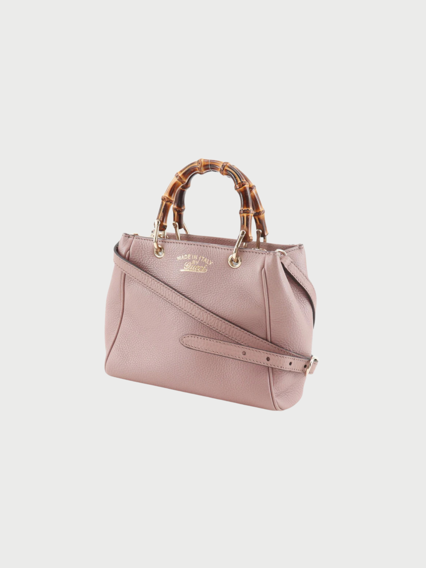 Gucci 2010s Pink Calfskin Bamboo Mini Shopper 2-Way Handbag