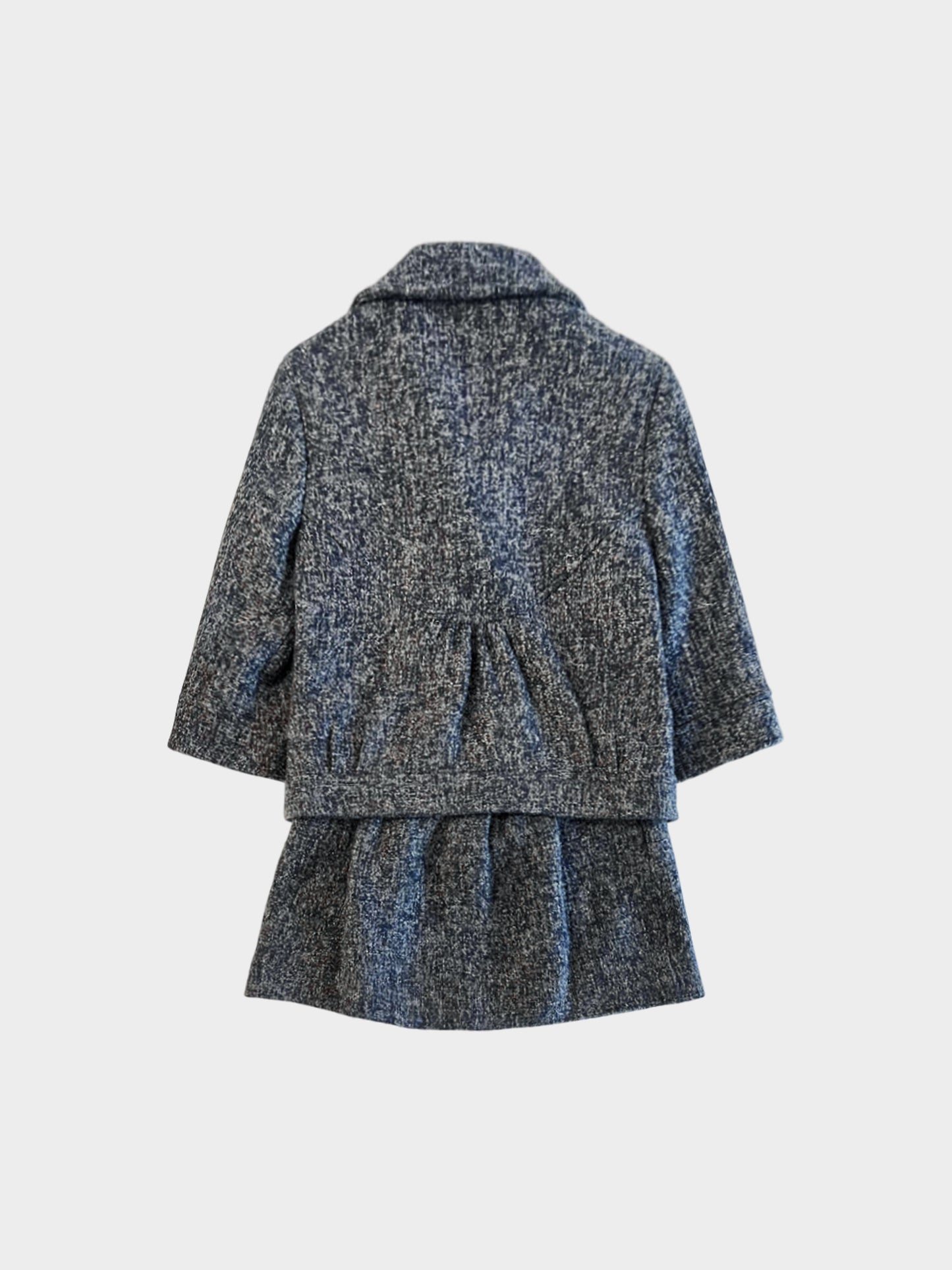 Vivienne Tam 2000s Grey and Blue Tweed Jacket and Skirt Set