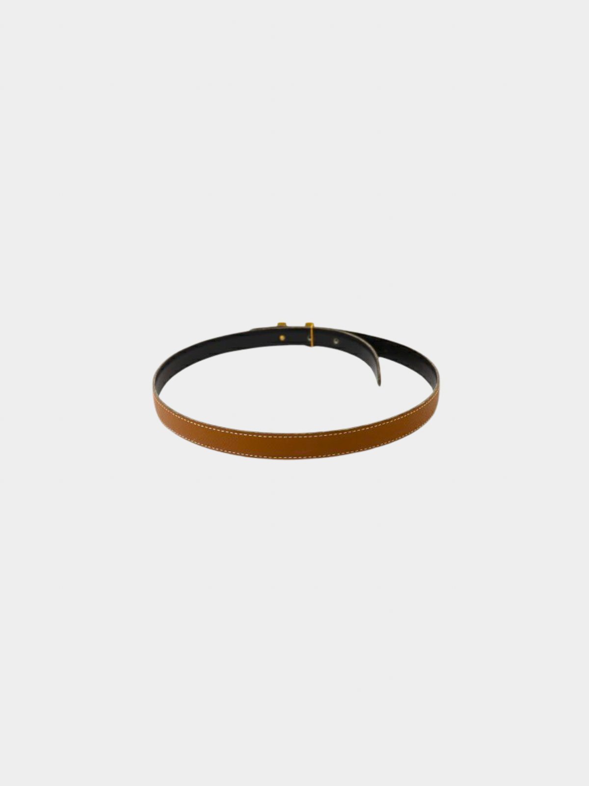 Hermès 1990s Brown Gold Leather Mini Constance Belt