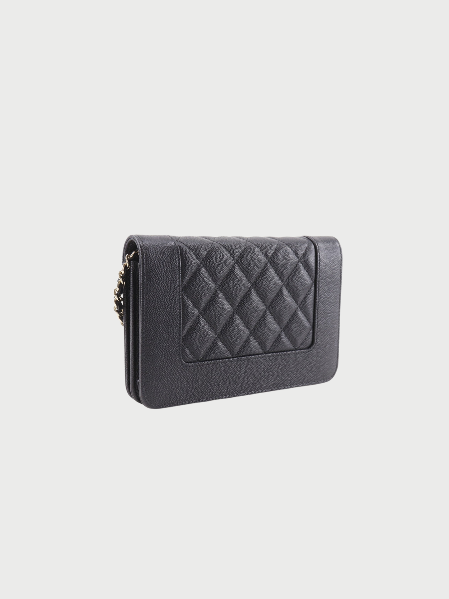 Chanel 2019 Black Caviar Leather Mademoiselle Chain Wallet
