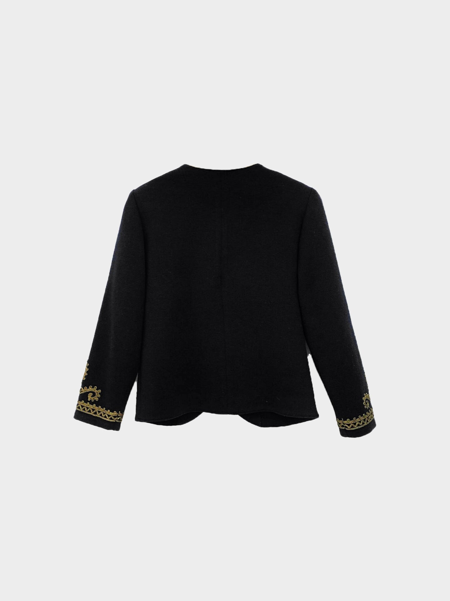 Yves Saint Laurent 2000s Black Wool Gold-embroidered Button-down Jacket