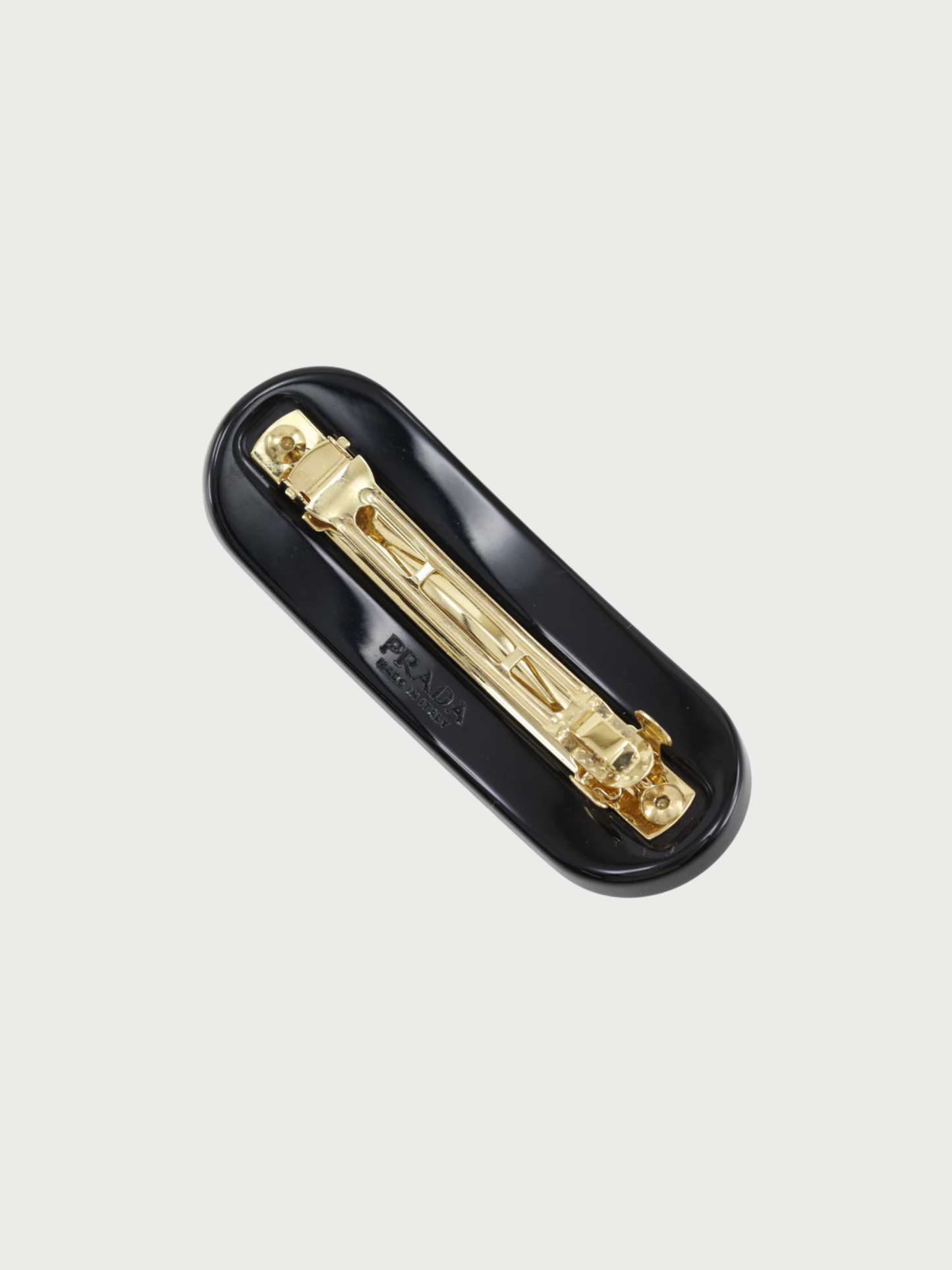 Prada 2020s Black Plastic Logo Bijou Barrette