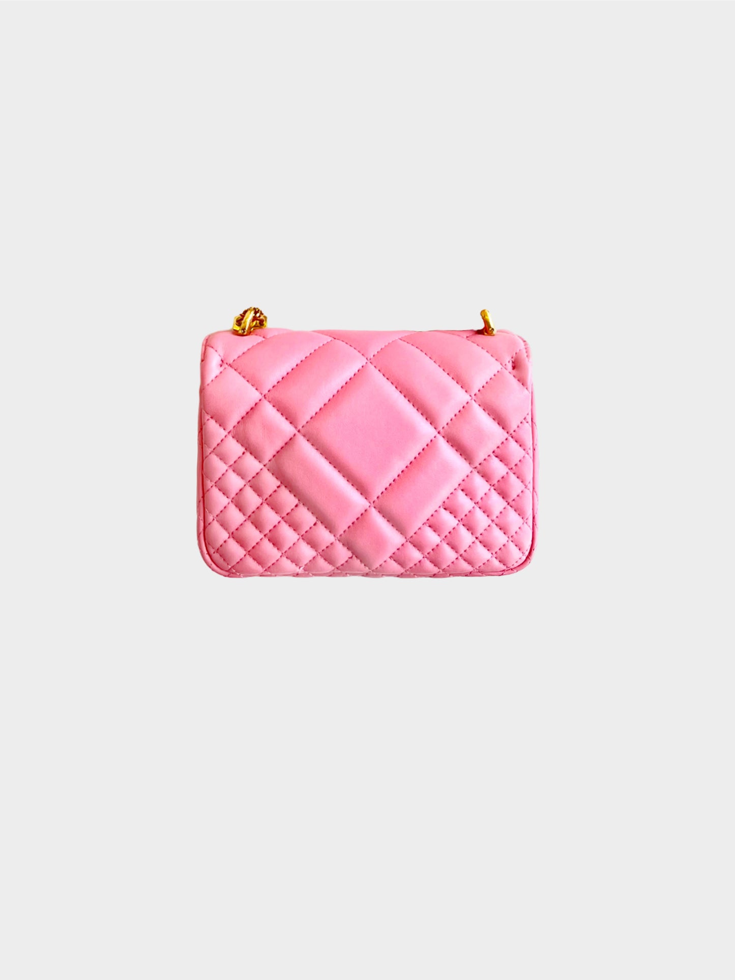 Versace 2010s Pink Quilted Leather Medusa Flap Bag