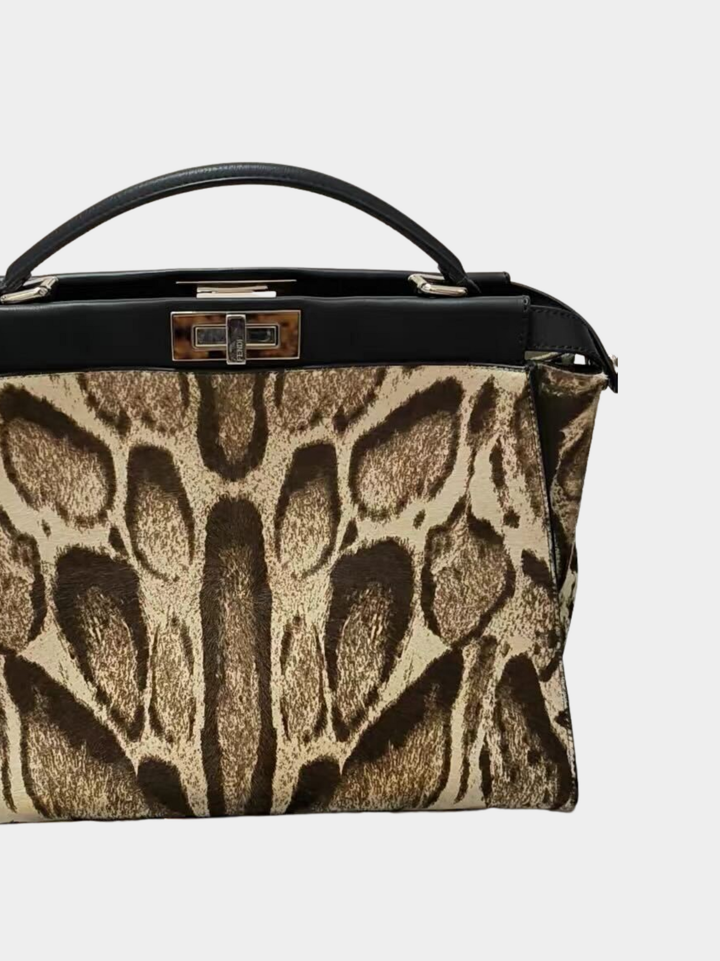 Fendi 2010s Blue Animal Print Ponyhair Top Handle Bag