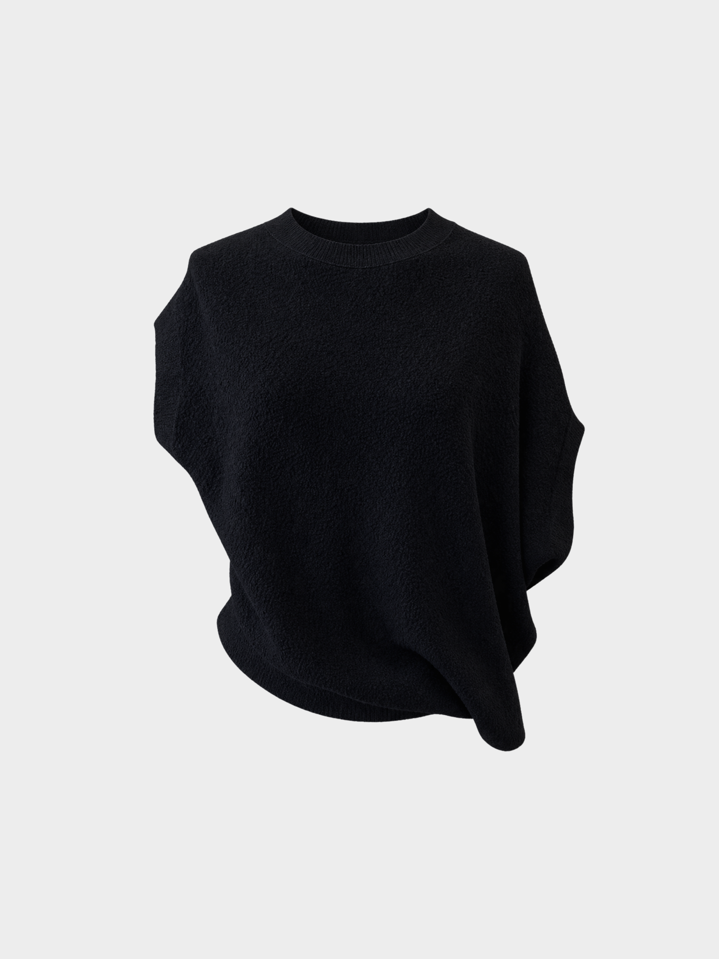 Fendi 2020s Black Knit Asymmetrical Logo Hem Sweater