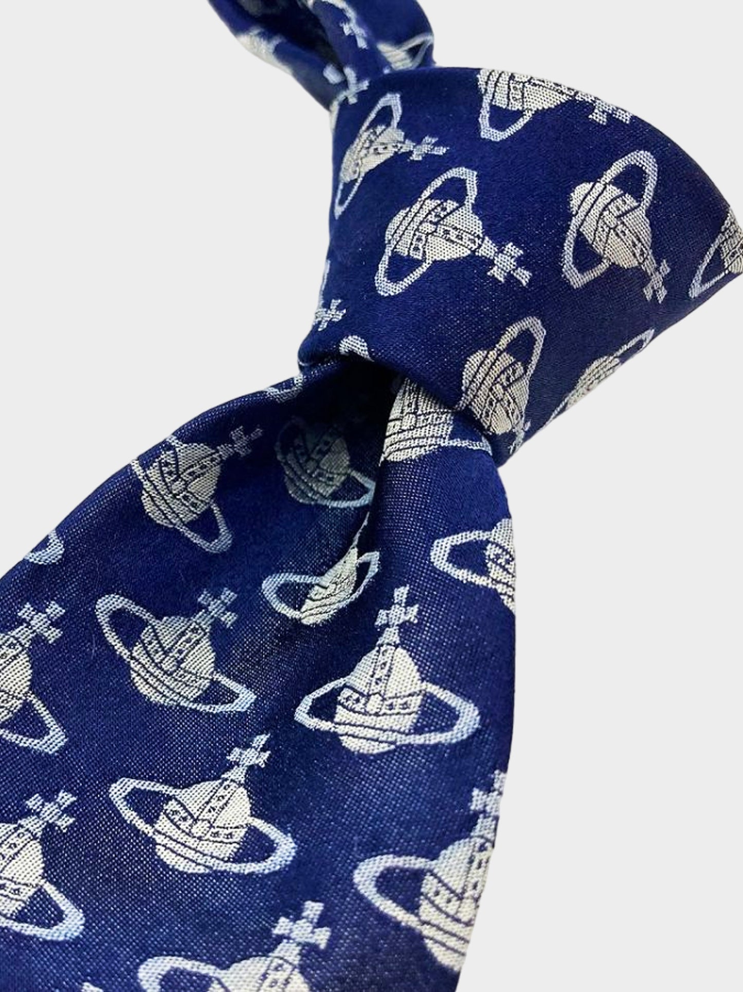 Vivienne Westwood 2000s Navy Blue All-over Orb Pattern Print Necktie