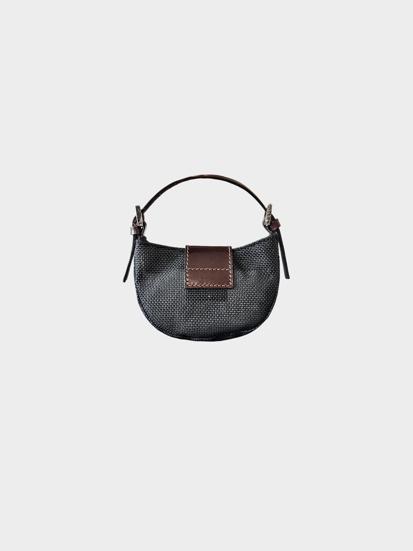 Fendi 2000s Black Mesh and Mother of Pearl Mini Croissant Bag