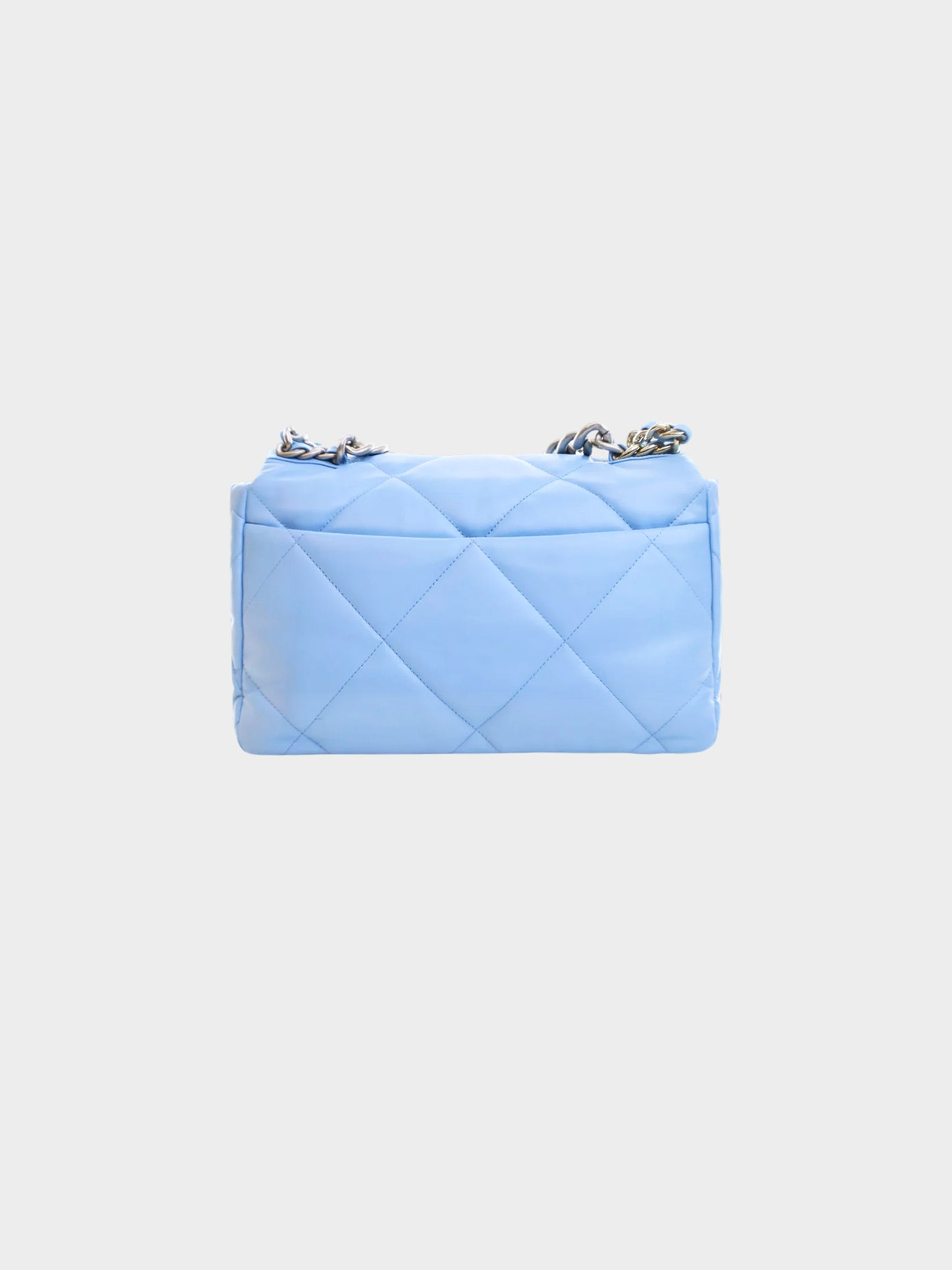 Chanel SS 2022 19' Blue Lambskin Quilted Large Flap Bag