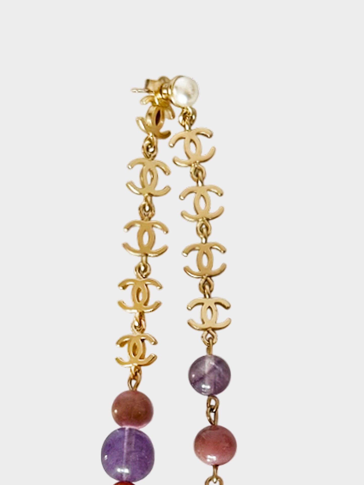 Chanel SS 2019 CC Pearl and Bead Drop Earrings