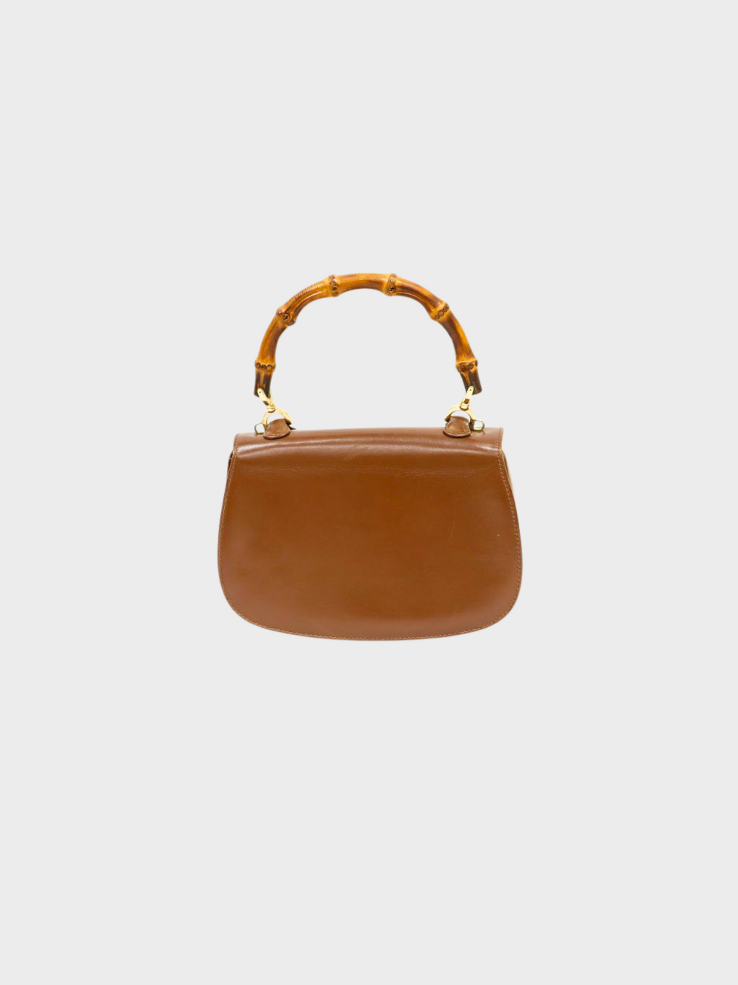 Gucci 1990s Brown Leather Bamboo 1947 Two-Way Bag