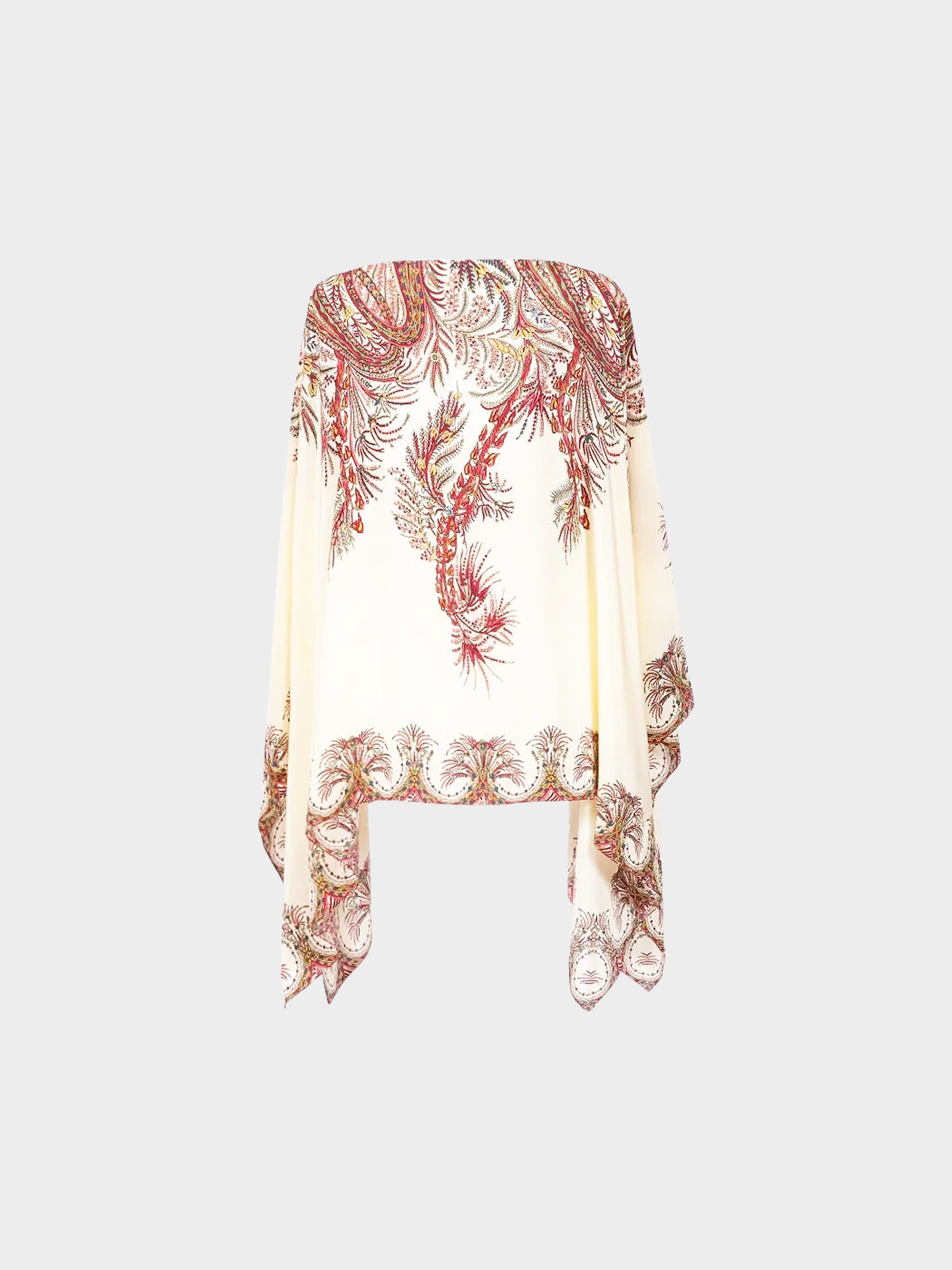 Etro 2025 White Silk Floral Paisley Print Poncho Top