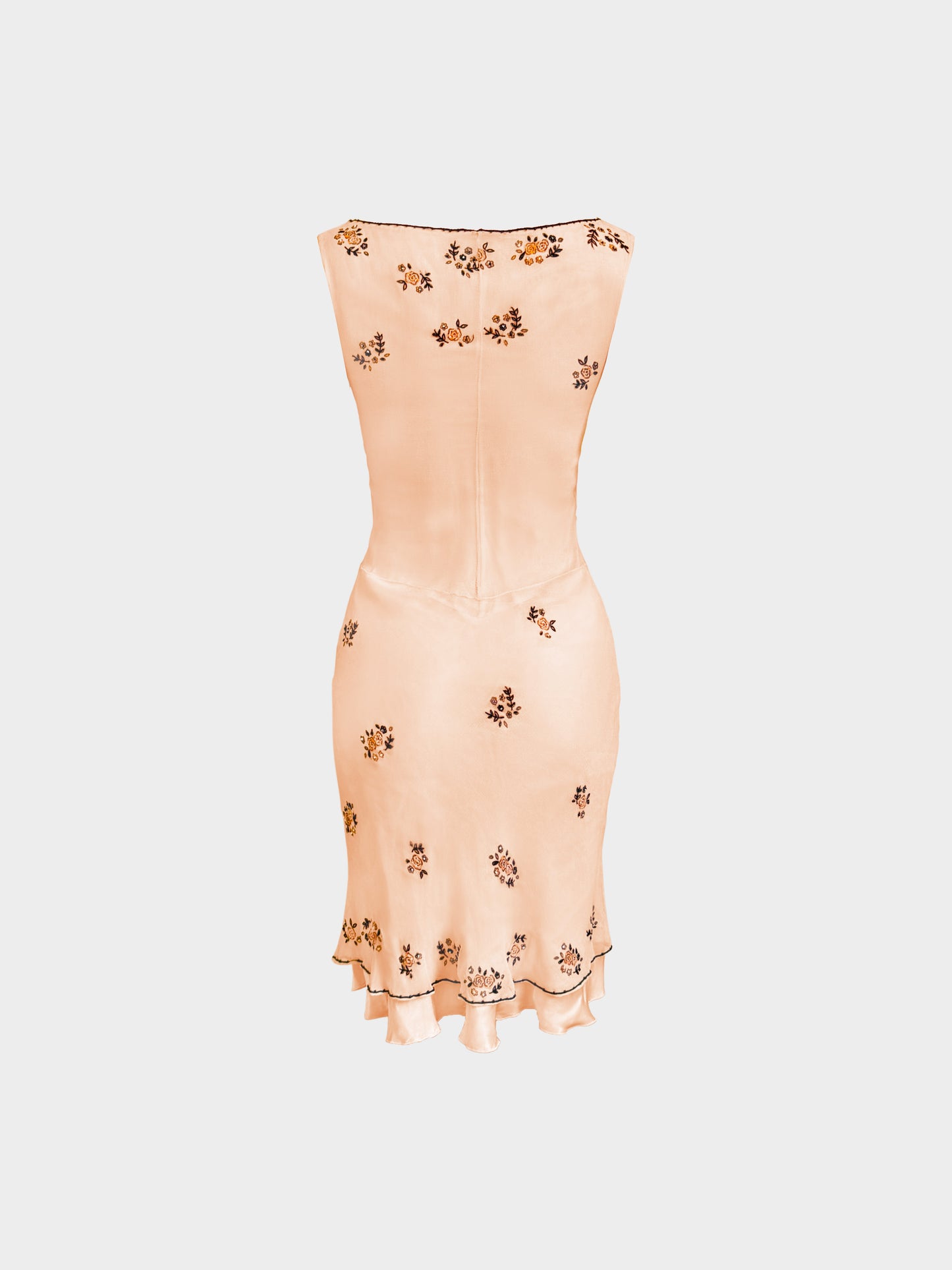 Blumarine 2000s Blugirl Beige Floral Embroidered Dress