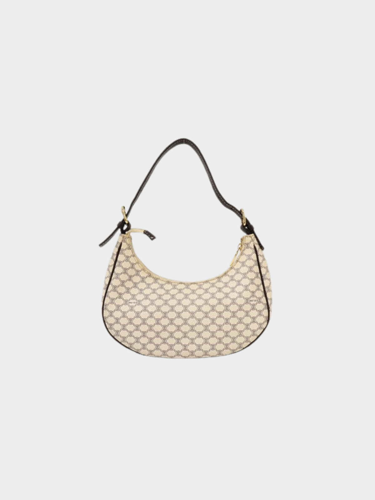 Celine 2000s White Brown Macadam Pattern Hobo One-Shoulder Bag