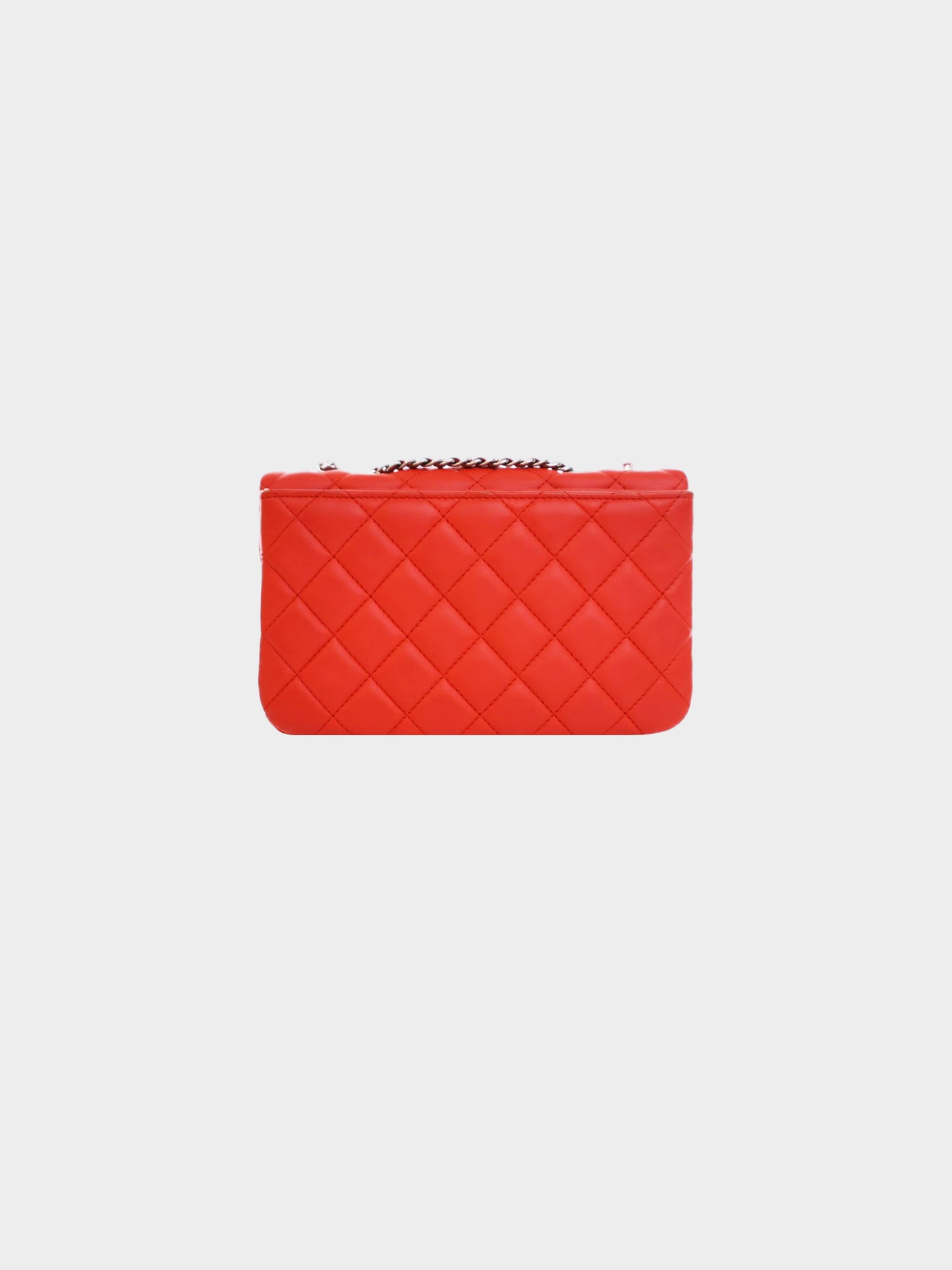 Chanel 2014 Red Lambskin 3 Accordion Small Flap Bag