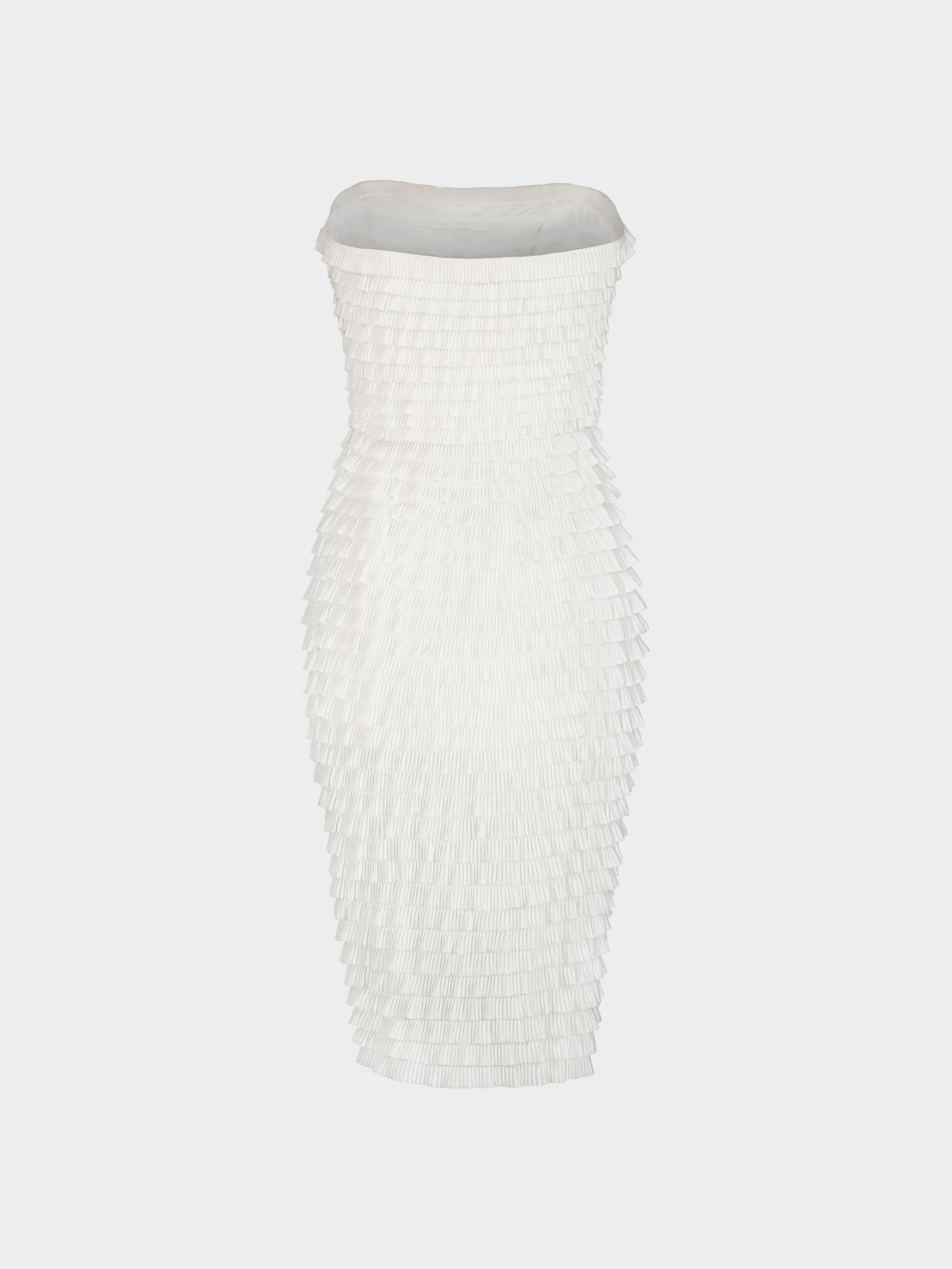 Carven Haute Couture SS 1999 Runway White Ruffled Bustier Dress