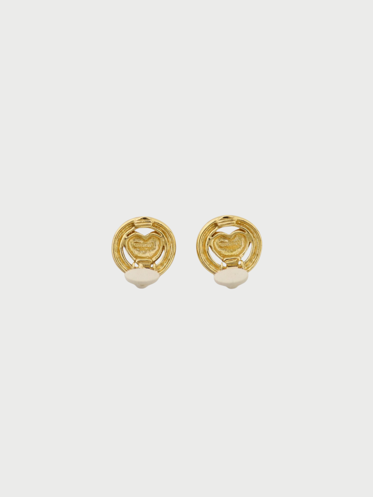 Givenchy 1990s Gold Plated Metal Logo Heart Earrings