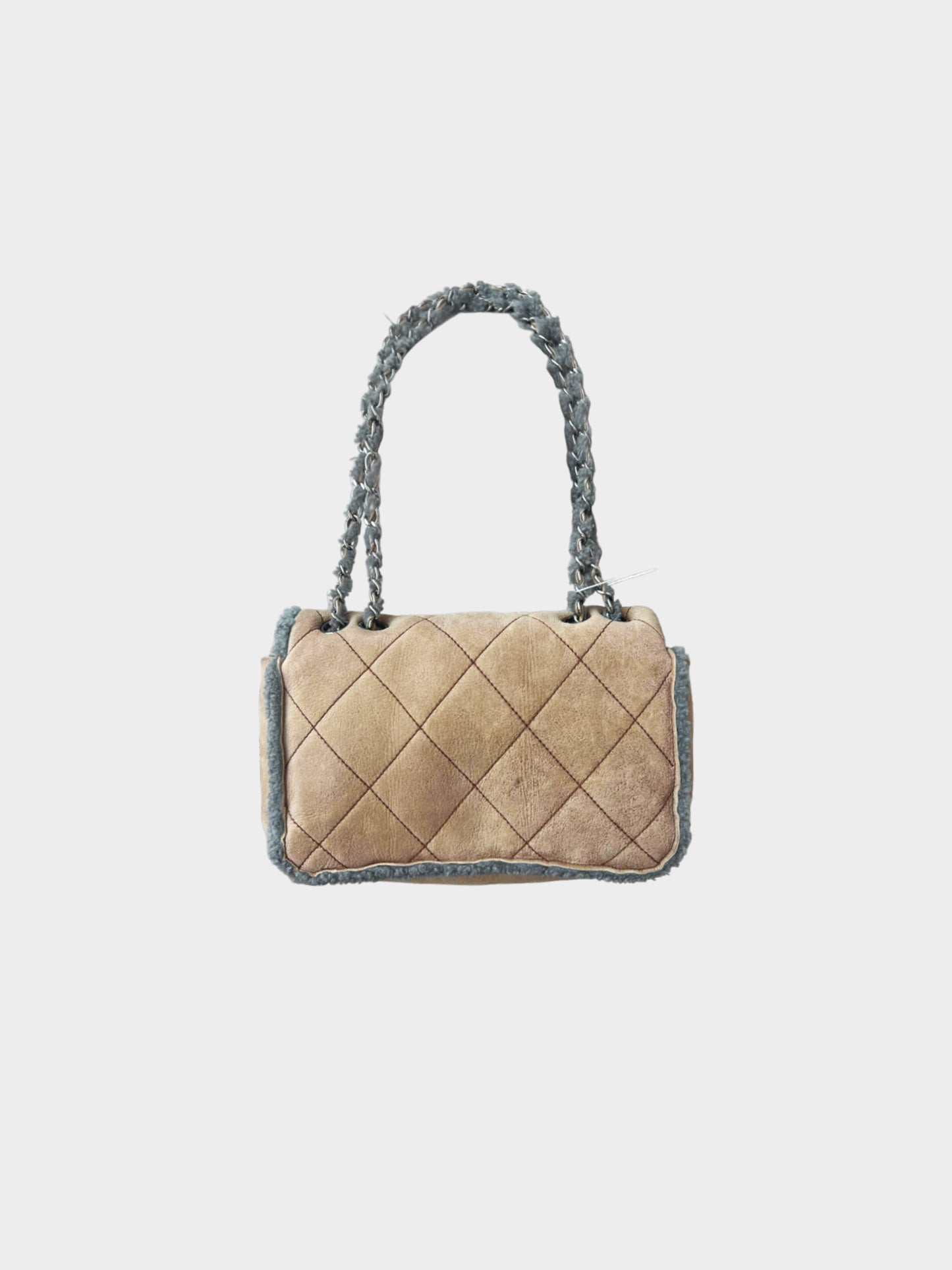 Chanel Brown and Grey 2000s Shearling Flap Bag