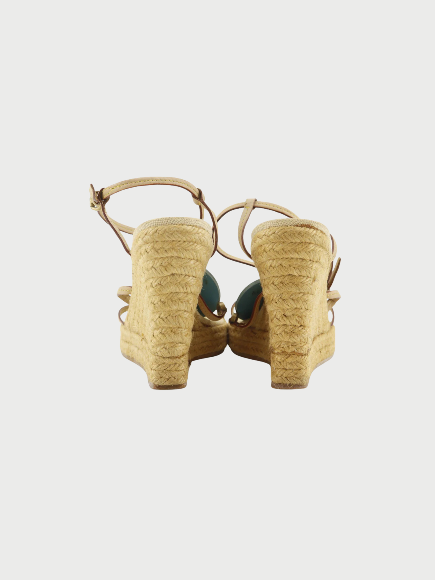 Louis Vuitton 2000s Beige Hemp Trunks & Bag Wedge Sandals