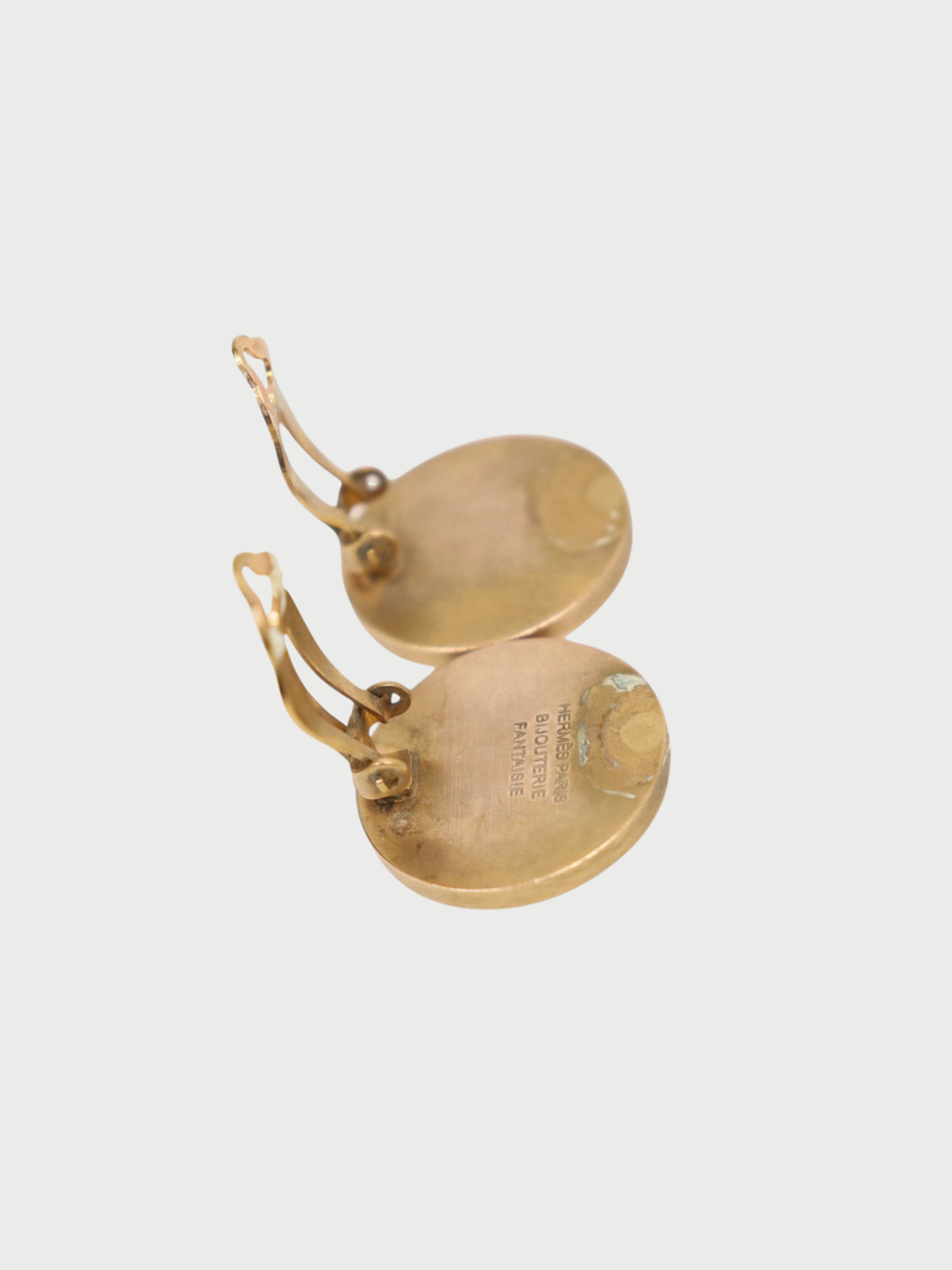 Hermès 2000s Gold Plated Metal Shell Sellier Earrings