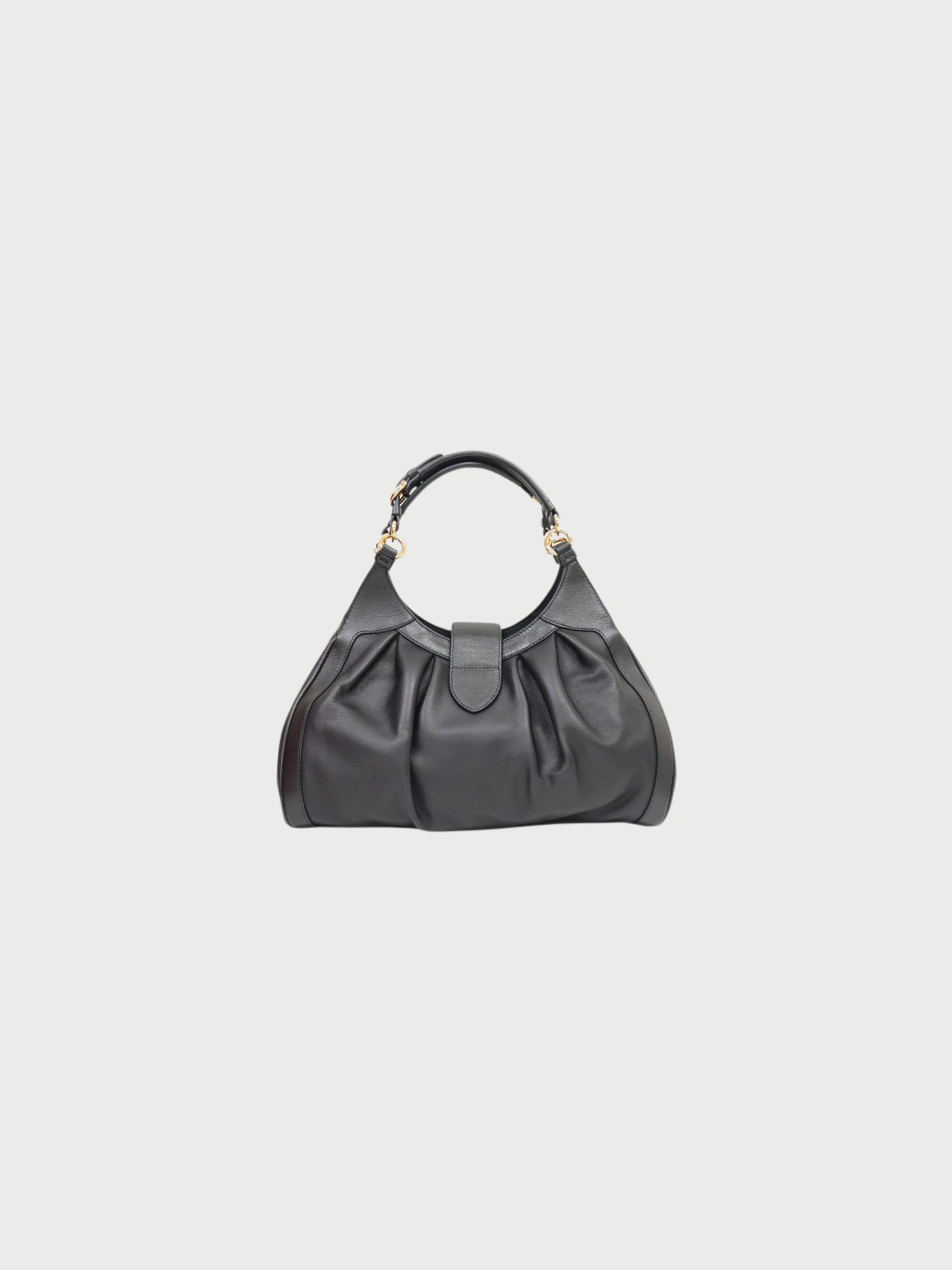 Salvatore Ferragamo 2000s Black Leather Gancini Hardware 2Way Bag
