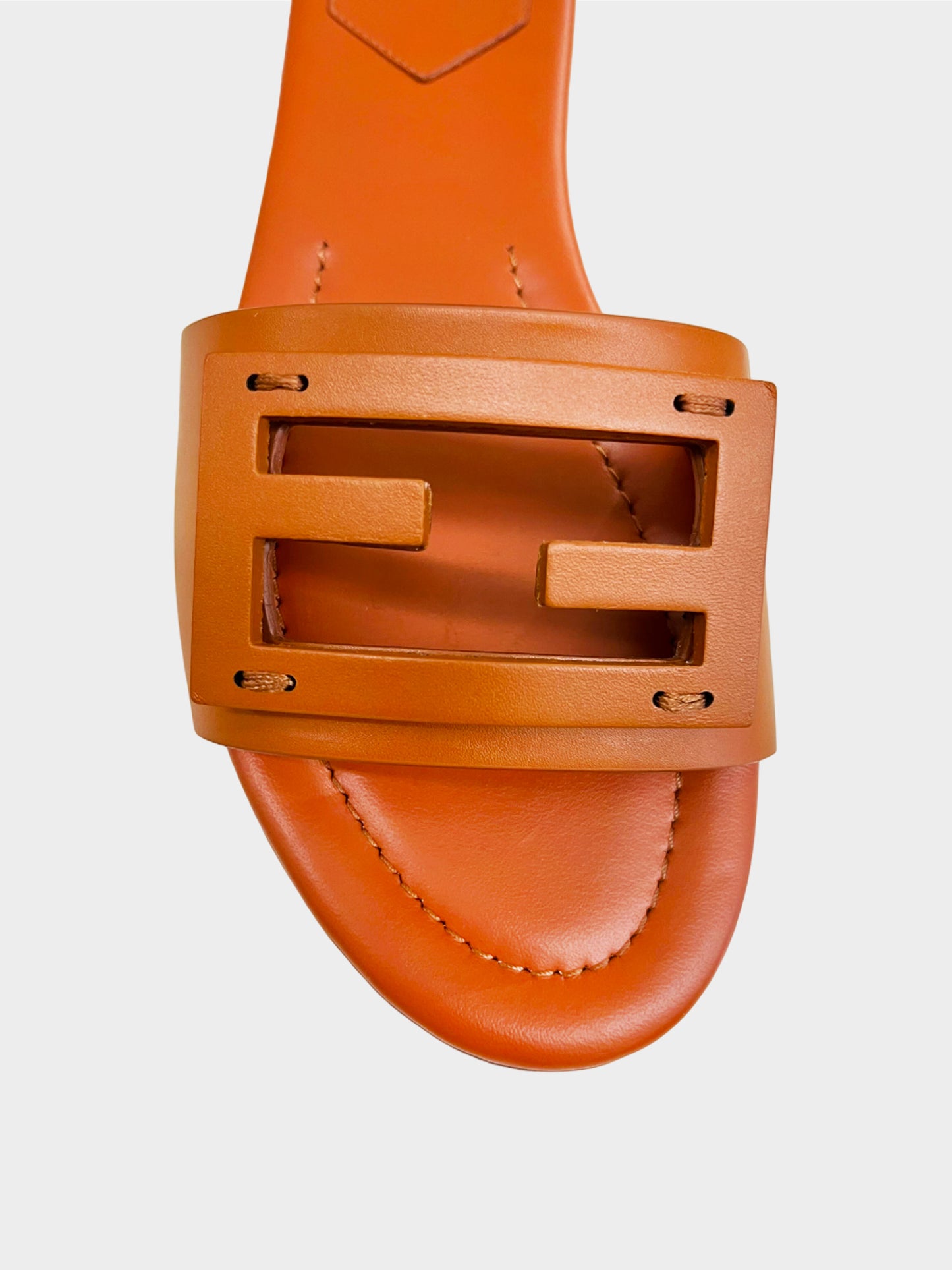Fendi 2021 Brown Baguette Leather Slides