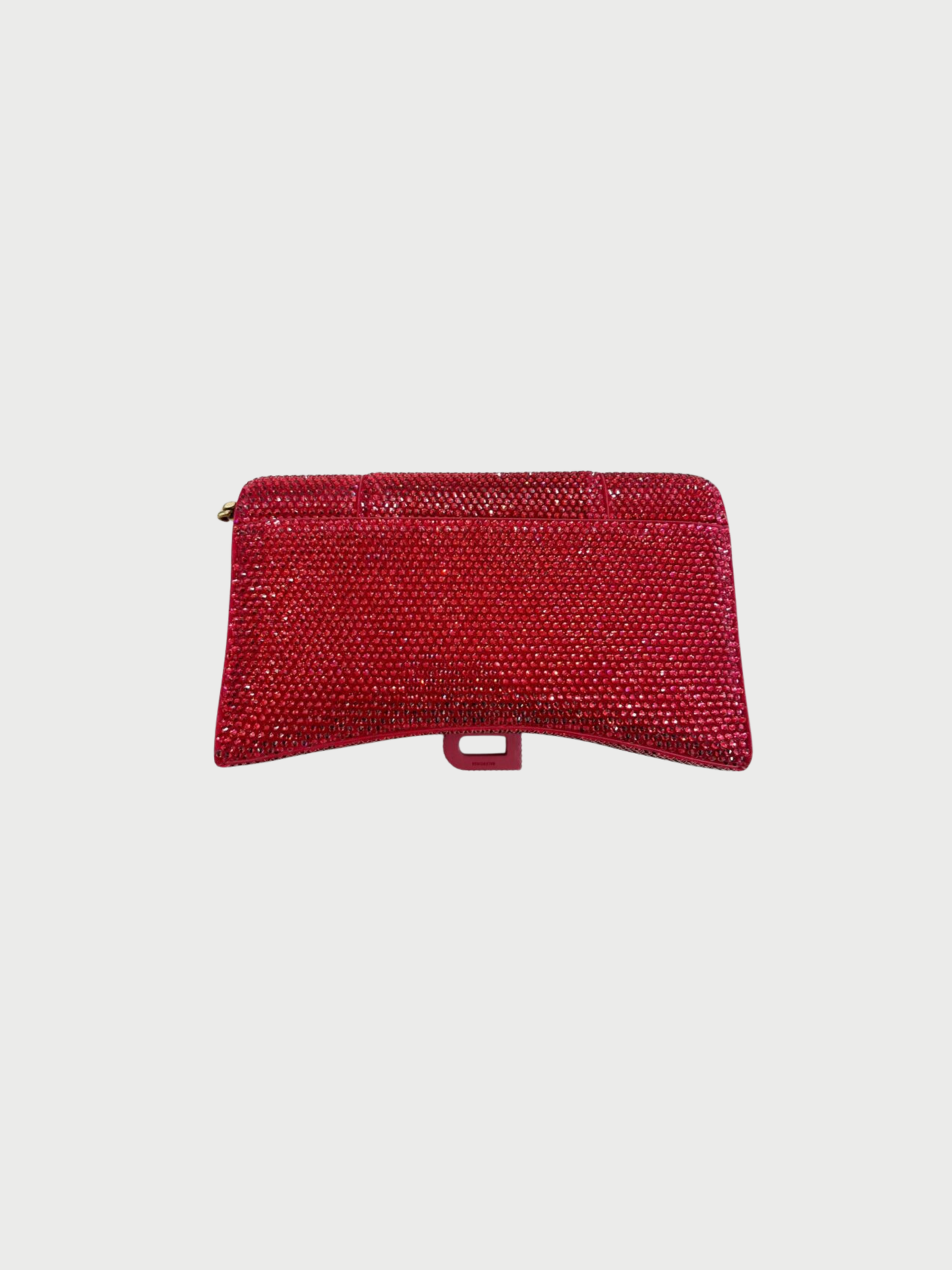 Balenciaga 2020s Red Crystal Suede Hourglass Wallet on Chain