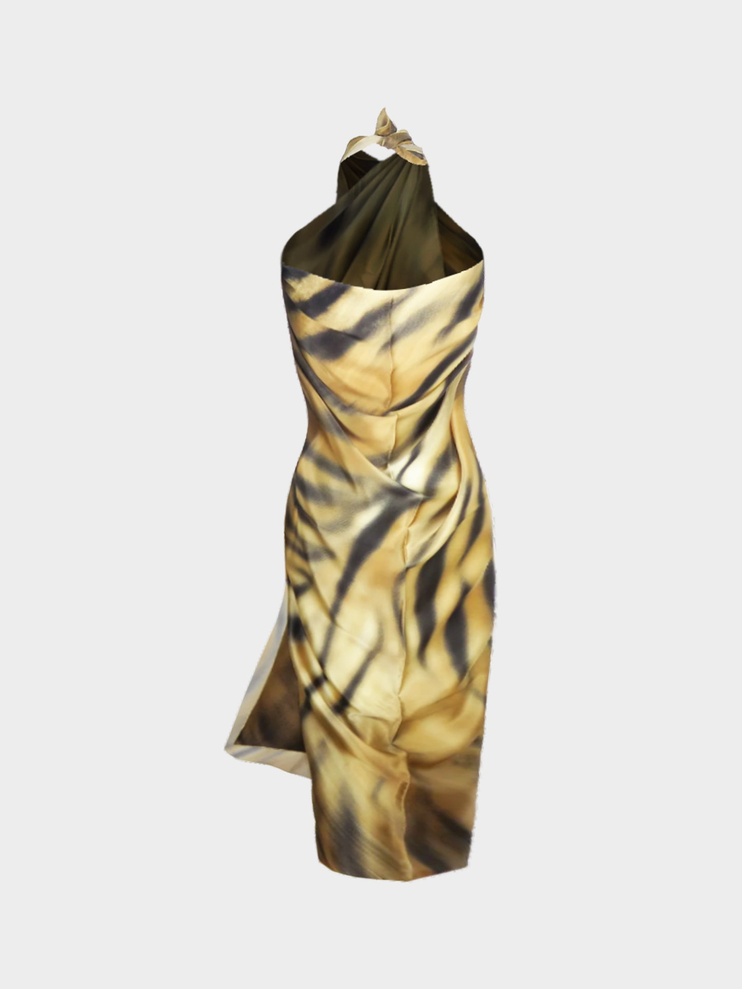 Roberto Cavalli 2000s Beige and Brown Gradient Tiger Print Silk Silk Maxi Pareo