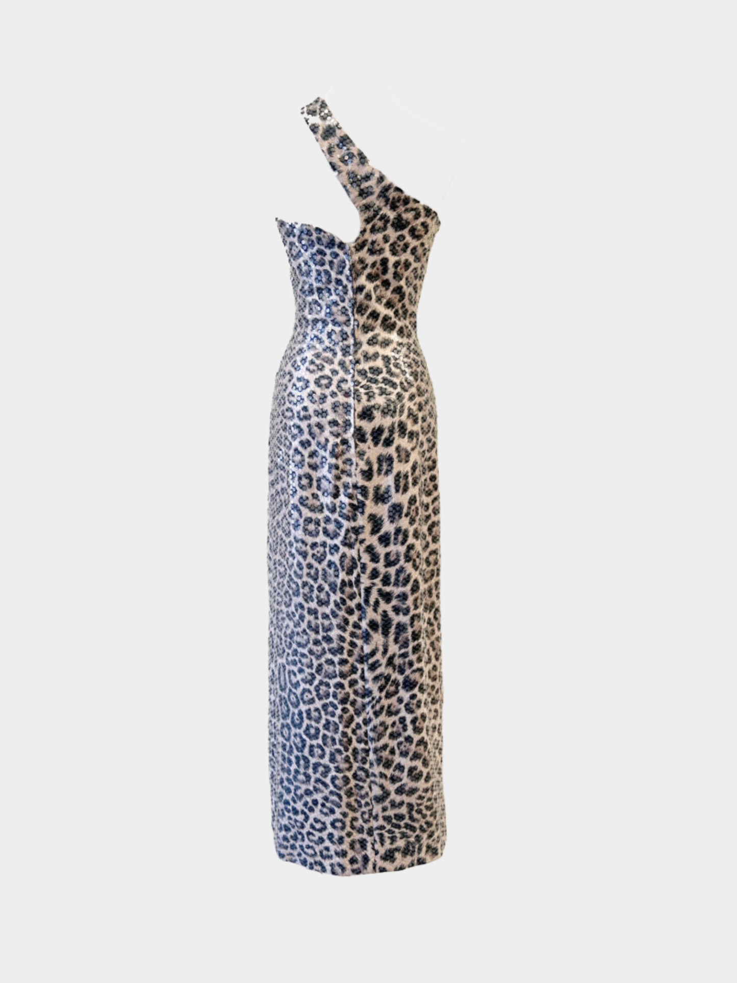 Loris Azzaro 1990s Leopard Sequin One-Shoulder Gown