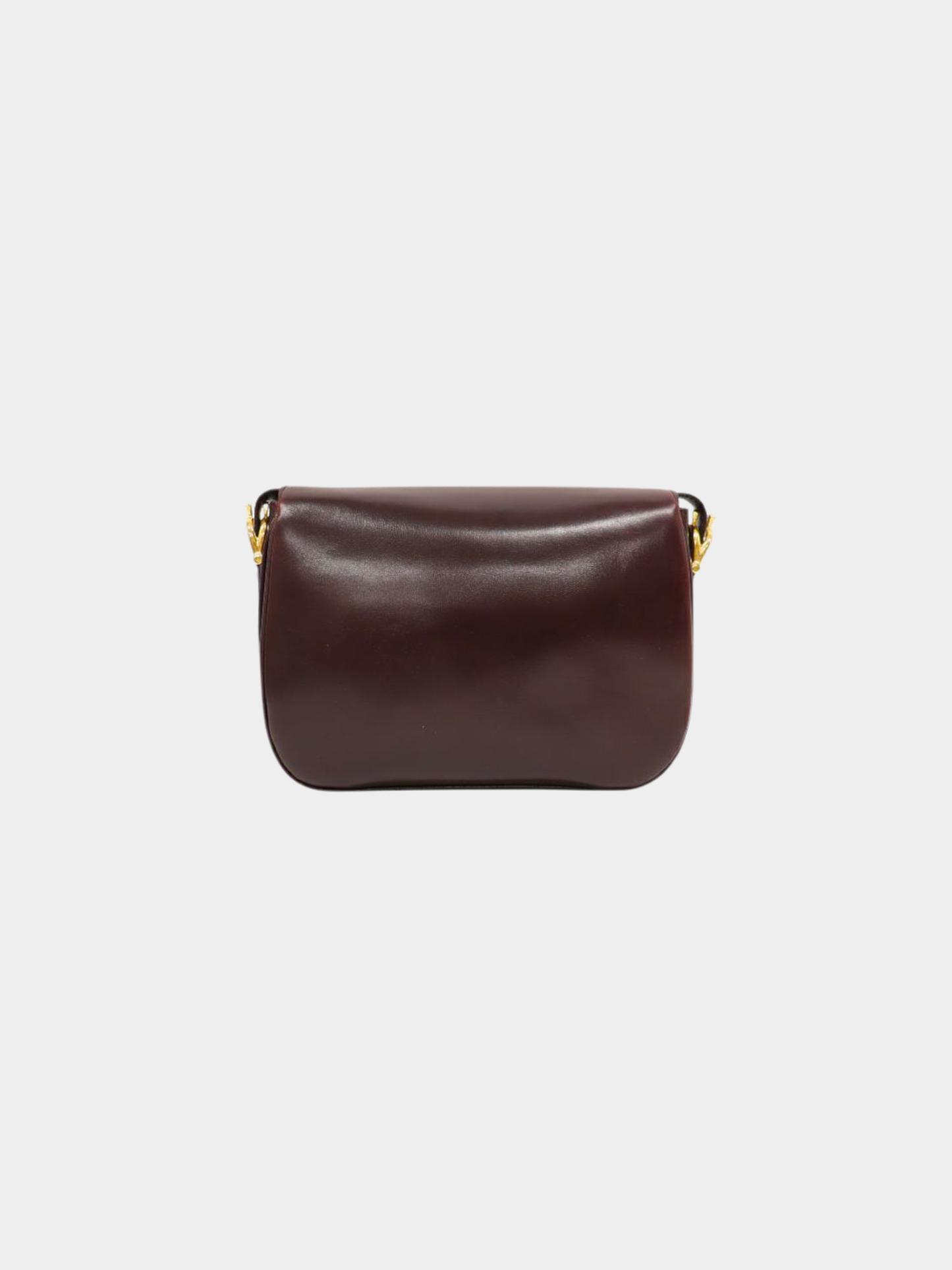 Celine 1990s Bordeaux Triomphe Leather Shoulder Bag