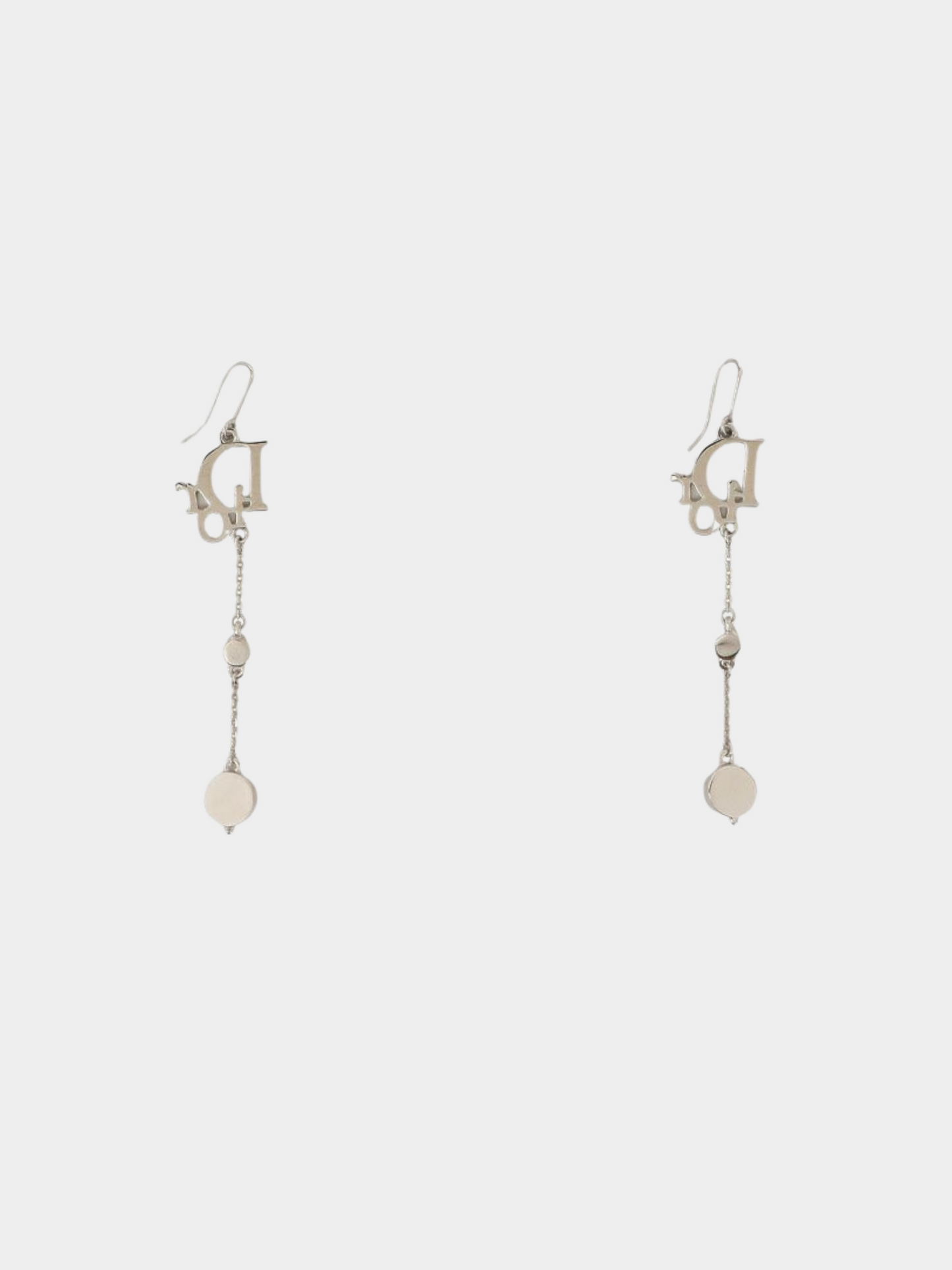 Christian Dior 2000s Silver Logo Rhinestone Earrings