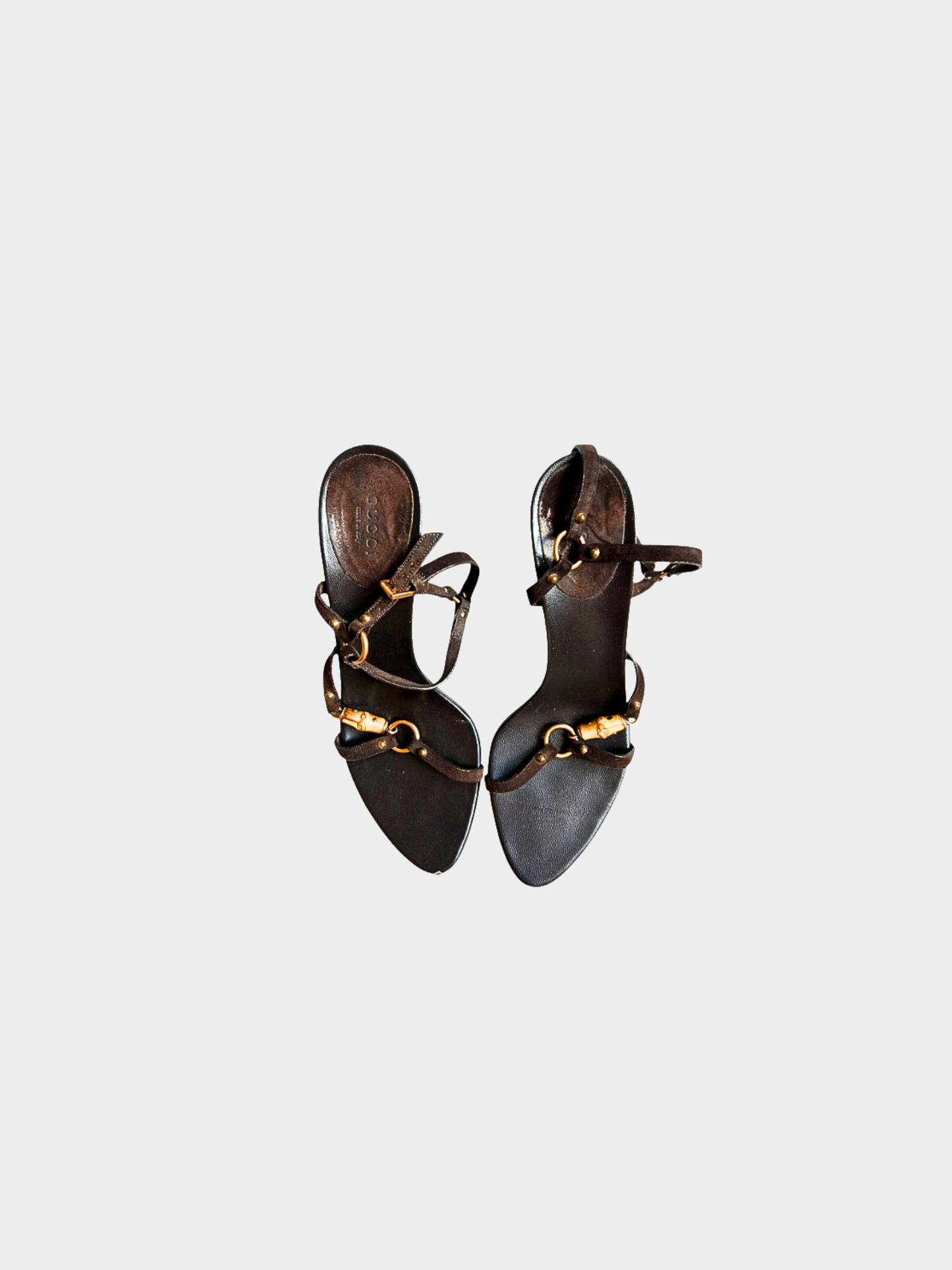 Gucci 2000s Brown Leather Bamboo Tassel Open Toe Sandal