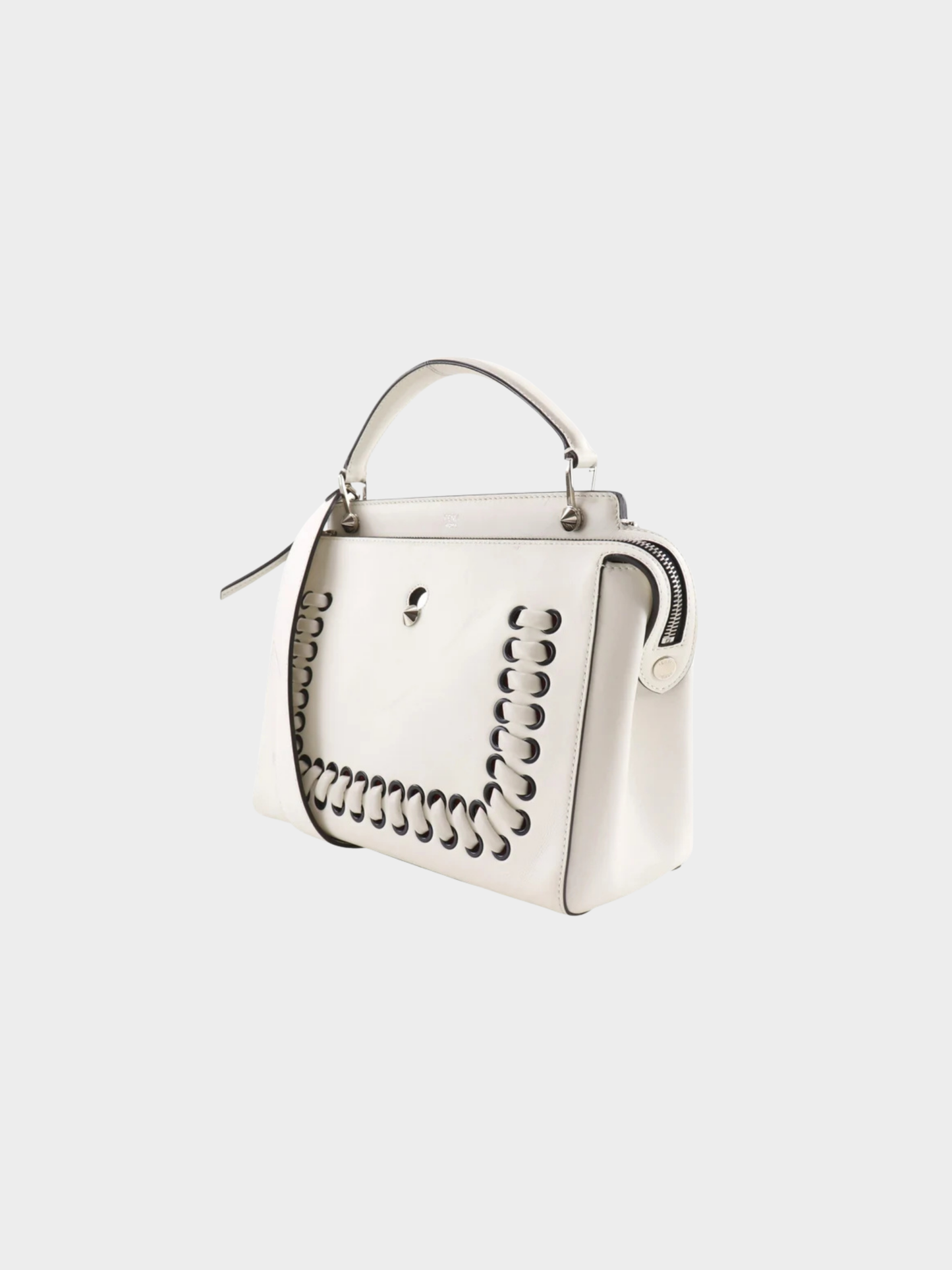 Fendi 2010s White Calfskin Dot Com 2-Way Handbag