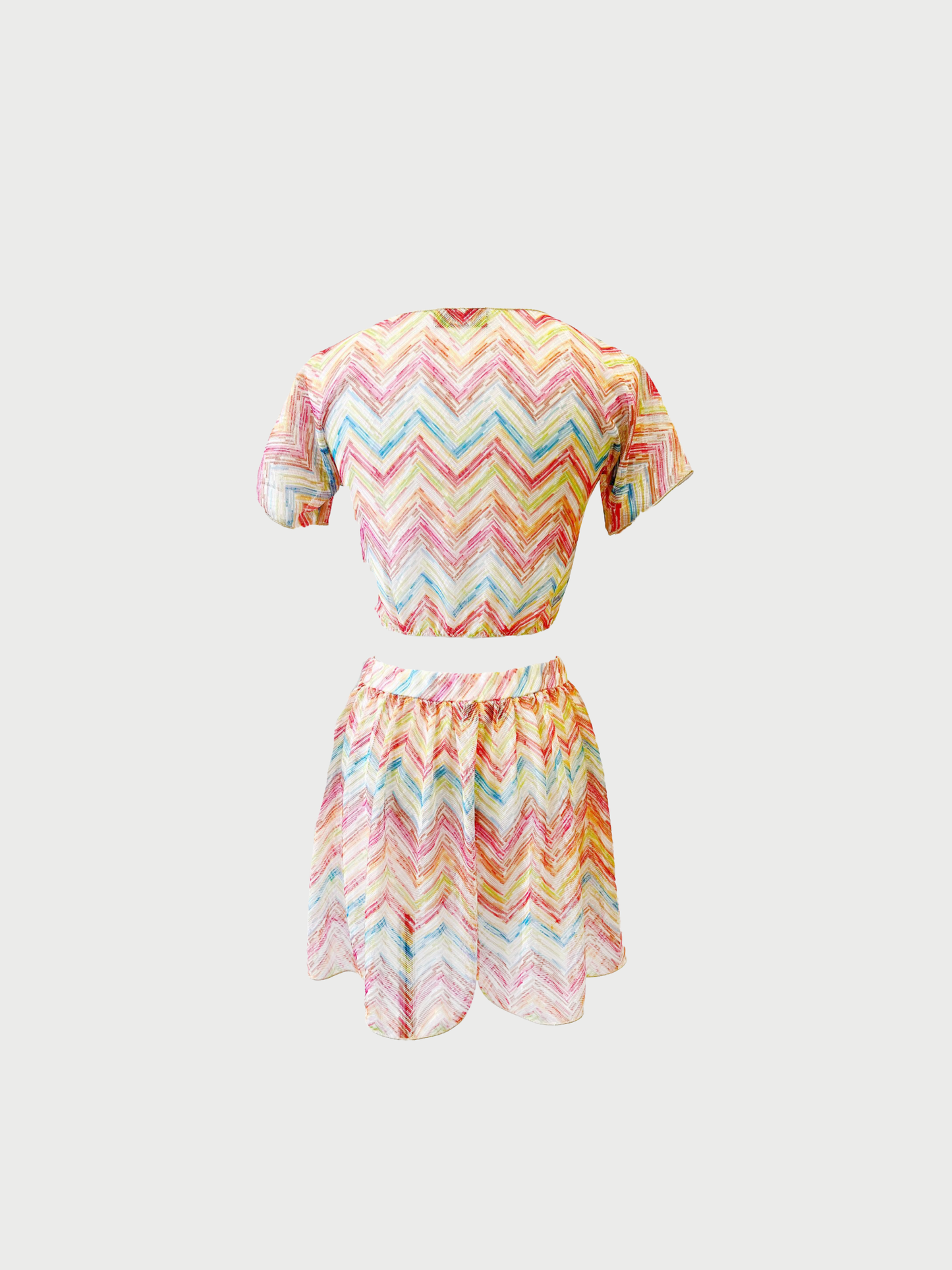 Missoni Mare 2000s Multicolor Knit Chevron T-Shirt Shorts Set