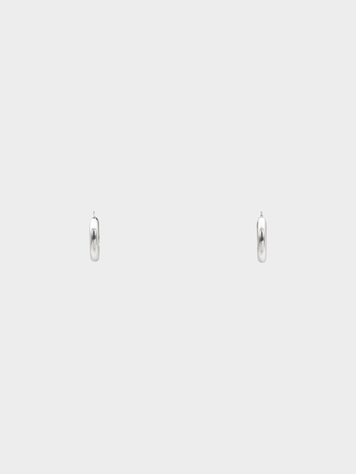 Chanel 1980s Logo Engraved Sterling Silver Hoop Earring