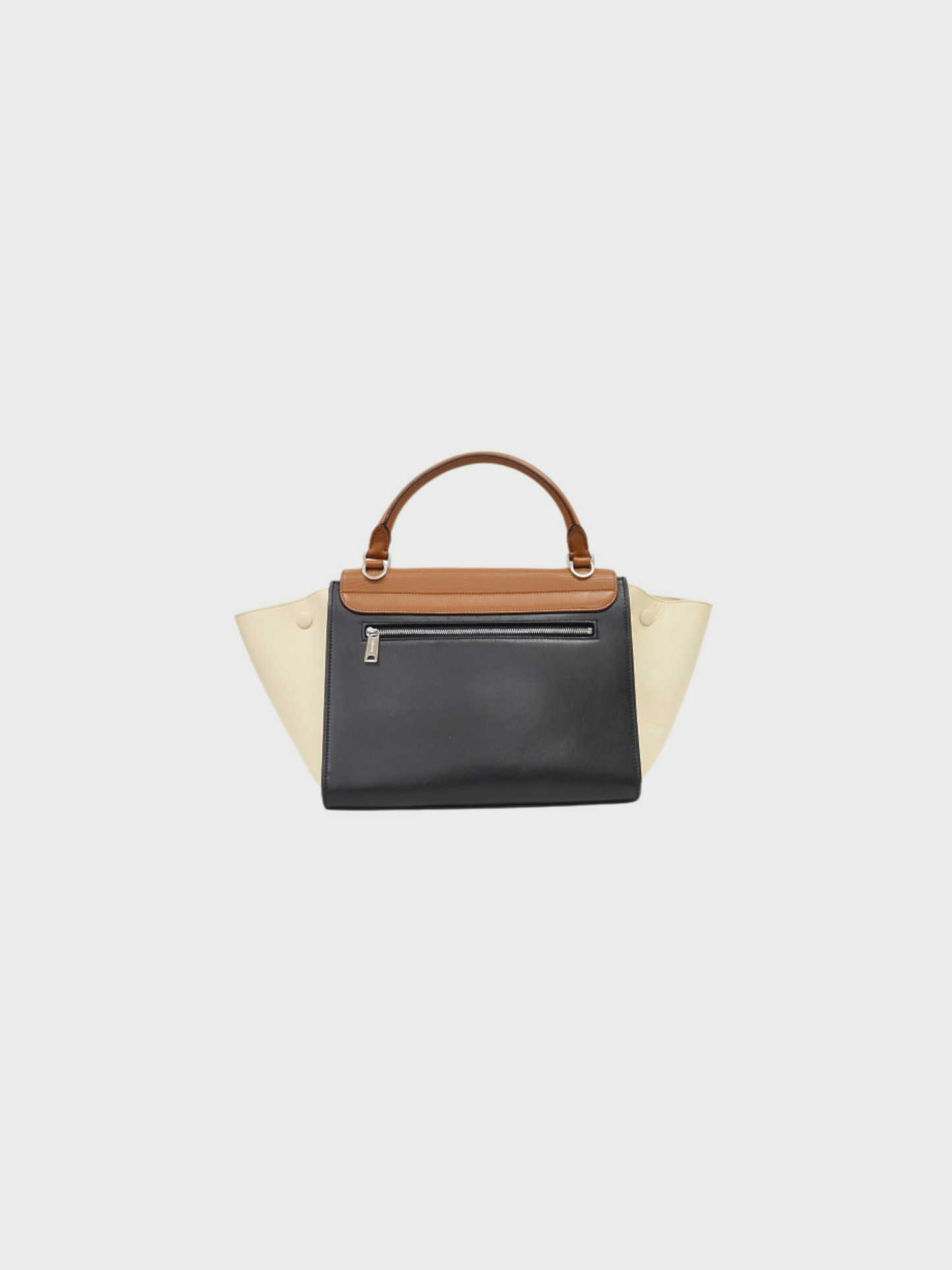 Celine 2011 Black Ivory Brown Leather Trapeze Bag