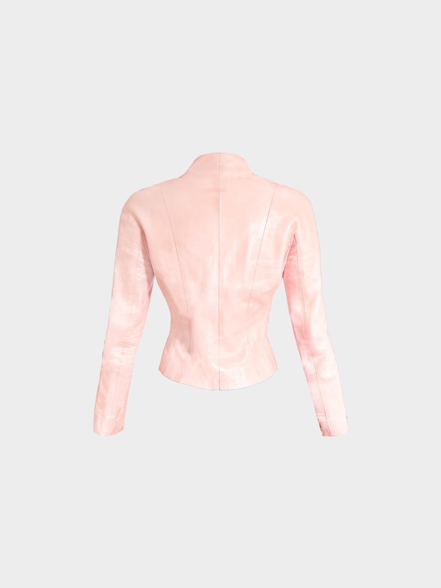 Christian Dior Late 2000s Baby Pink Lambskin Leather Short Blazer