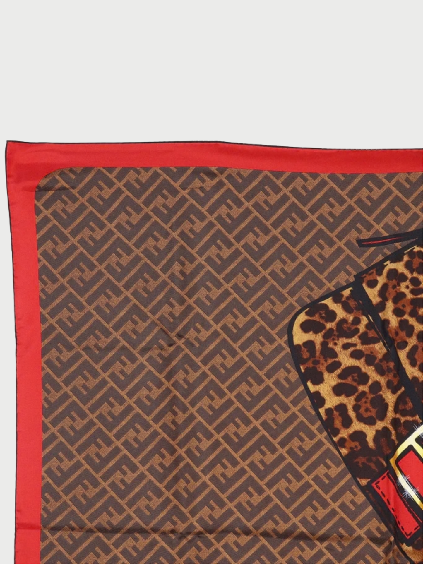 Fendi 2000s Brown Wool Zucca Bag Motif Scarf