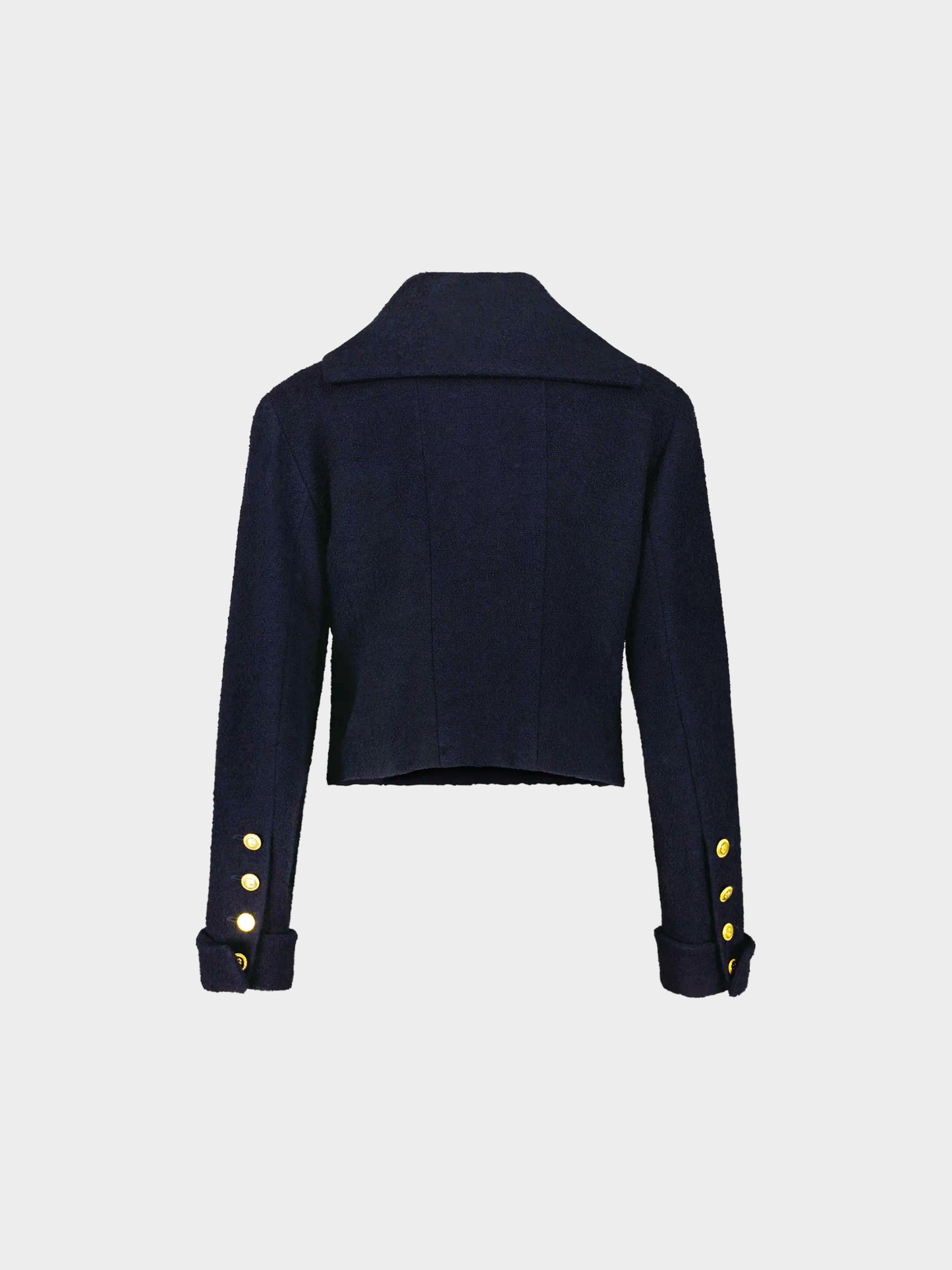 Chanel by Karl Lagerfeld 1990s Navy Blue Tweed Sailor Short Jacket