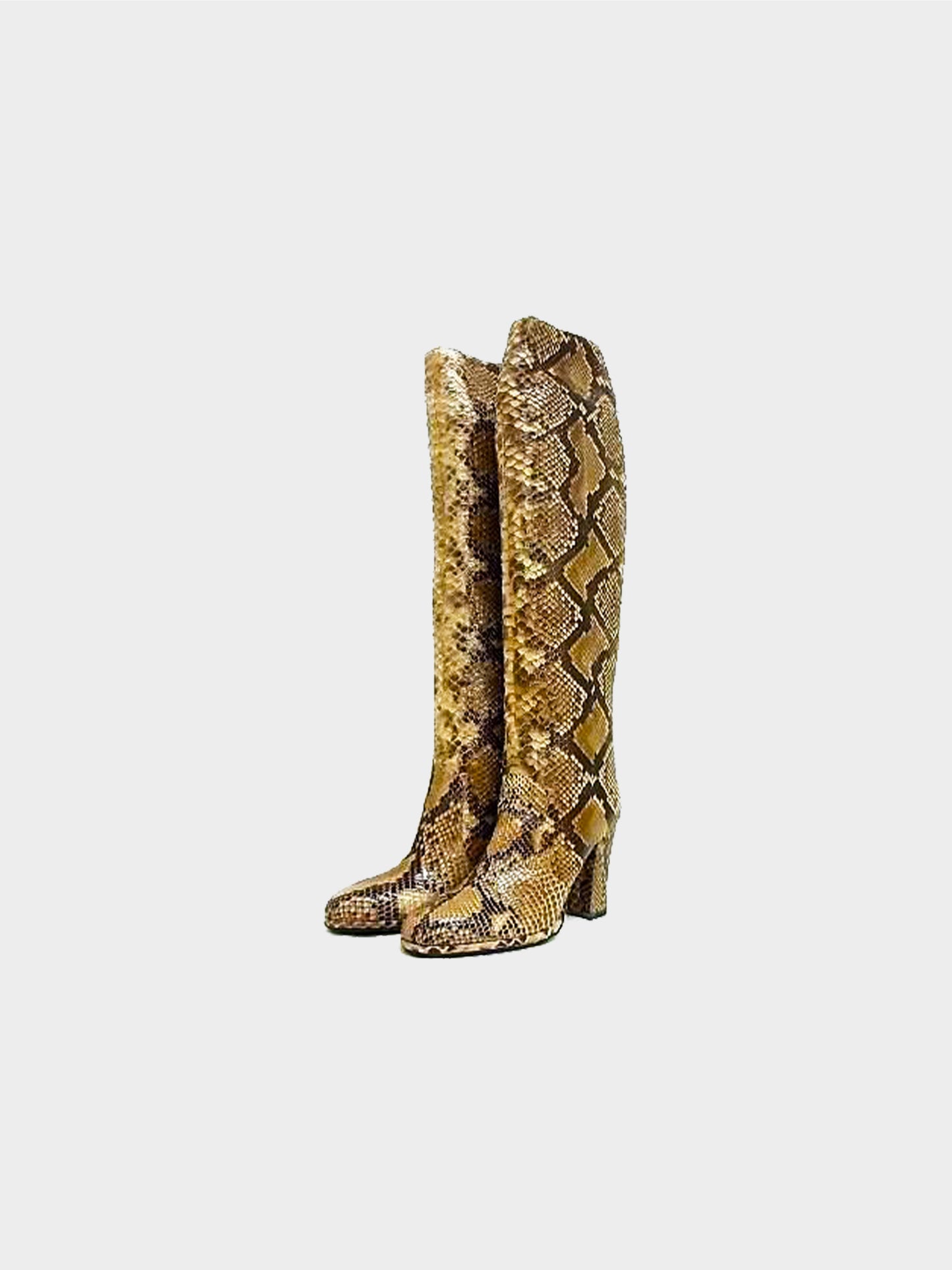 Bottega Veneta 2000s Brown Python Long Boots